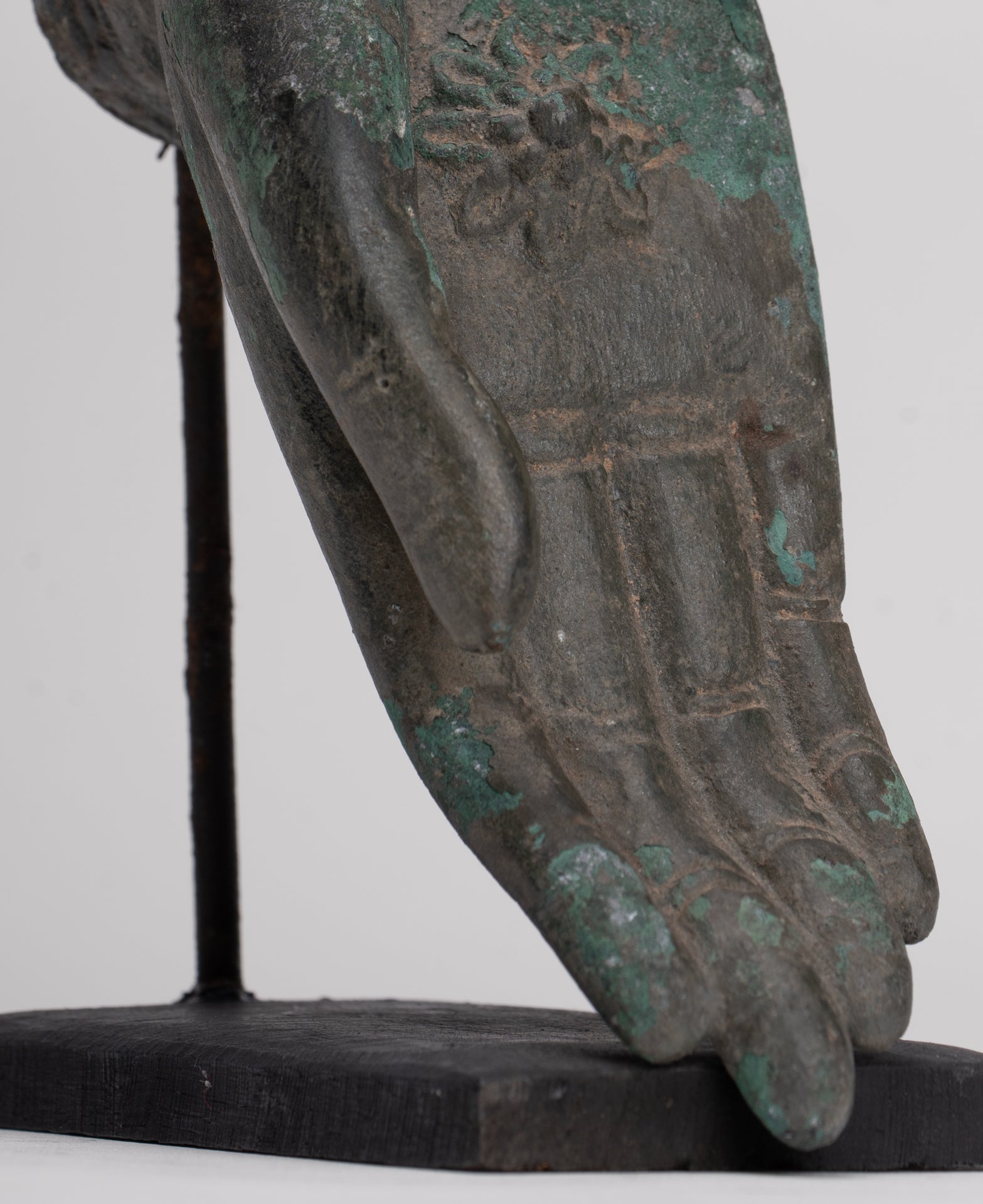 Mounted Antique Thai Style Southeast Asia Bronze Thai Protection Hand - 12.5cm/5"