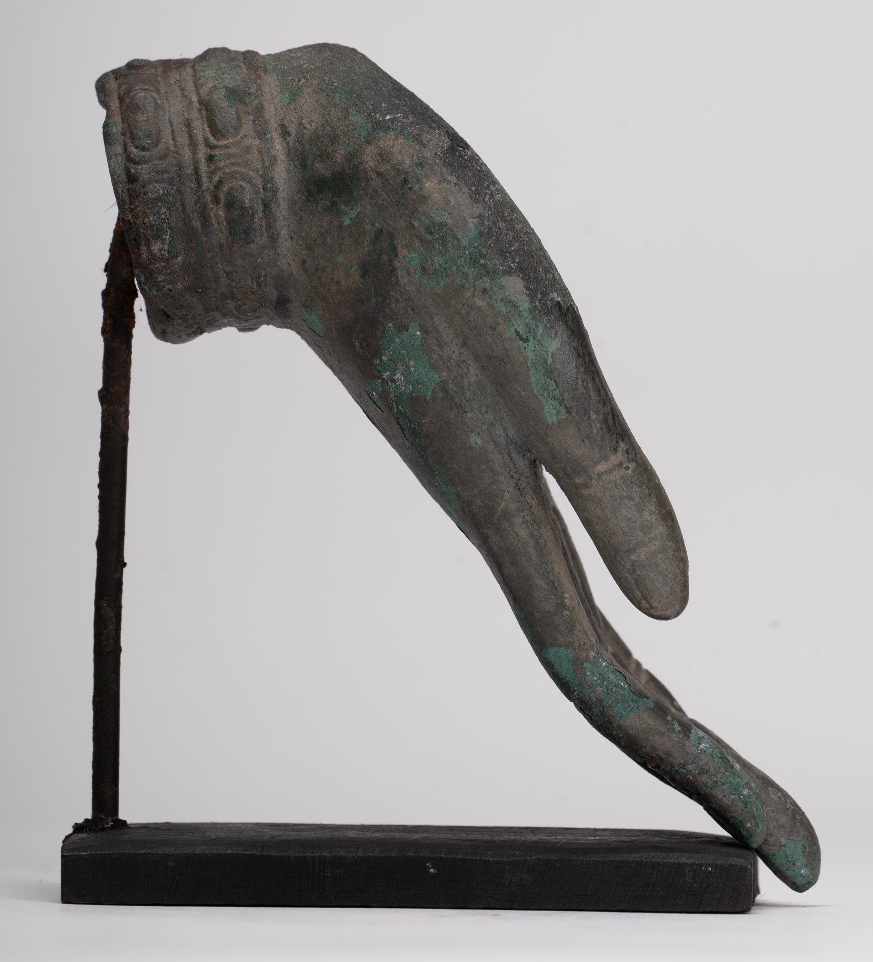 Mounted Antique Thai Style Southeast Asia Bronze Thai Protection Hand - 12.5cm/5"