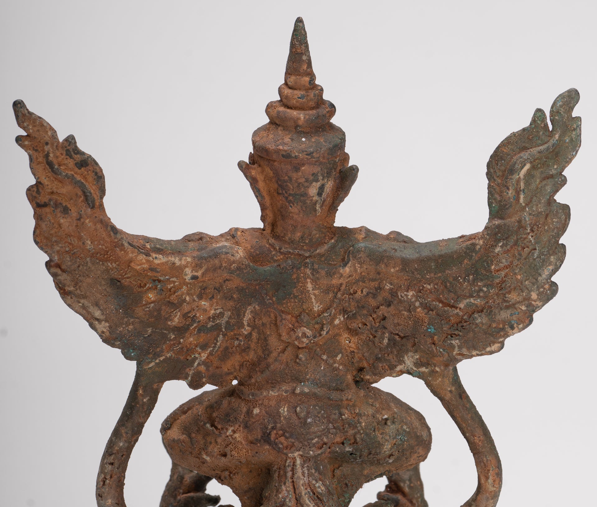 Antique Thai Style Standing  Bronze Vishnu Garuda Statue - 20cm/8"