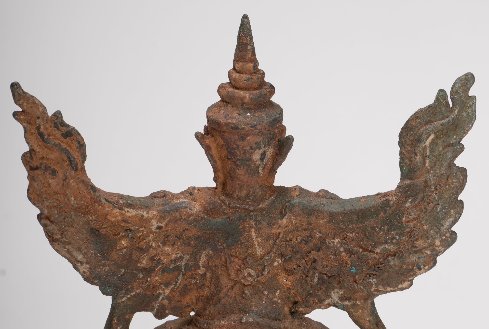 Antique Thai Style Standing  Bronze Vishnu Garuda Statue - 20cm/8"