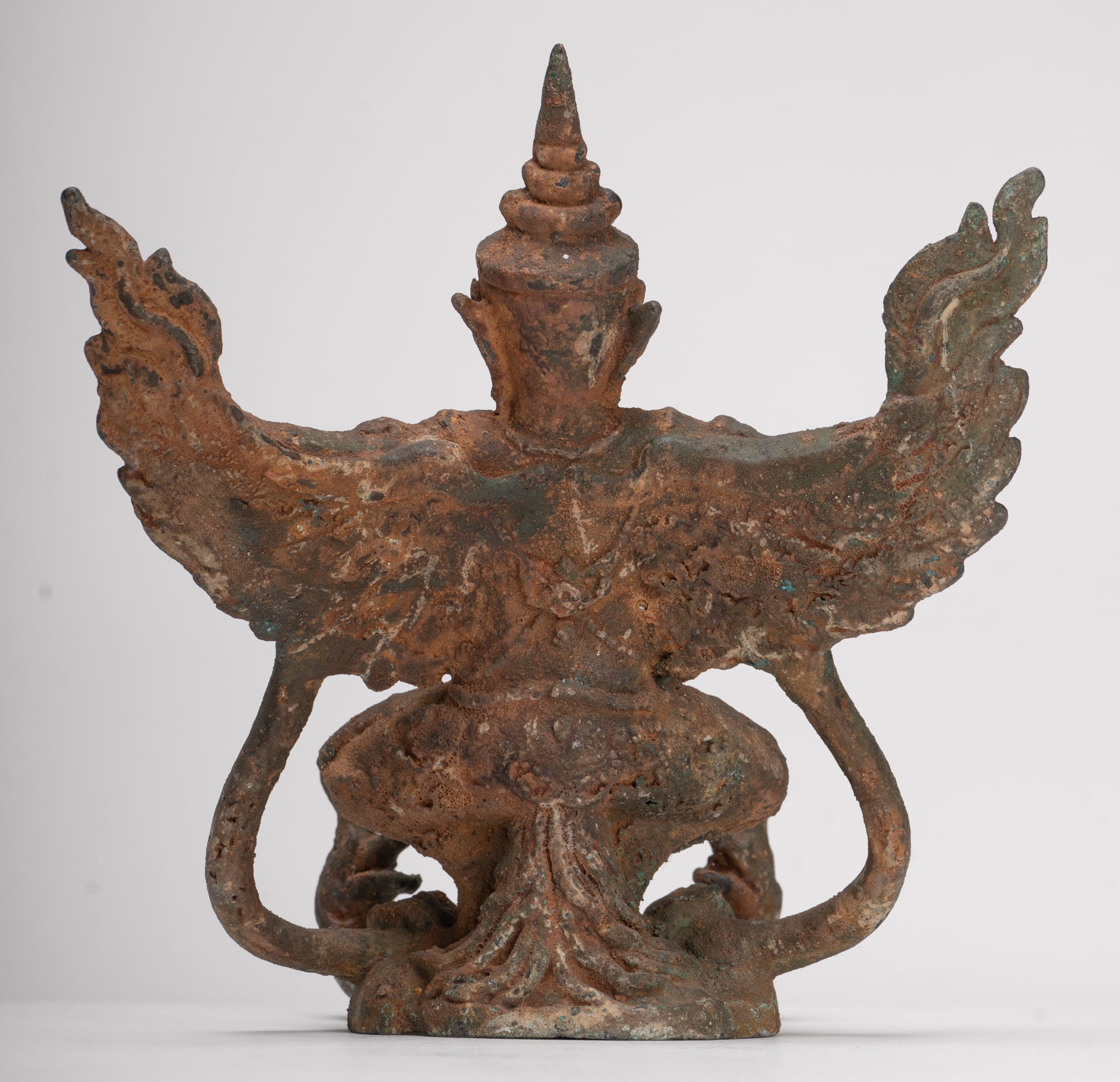 Antique Thai Style Standing  Bronze Vishnu Garuda Statue - 20cm/8"