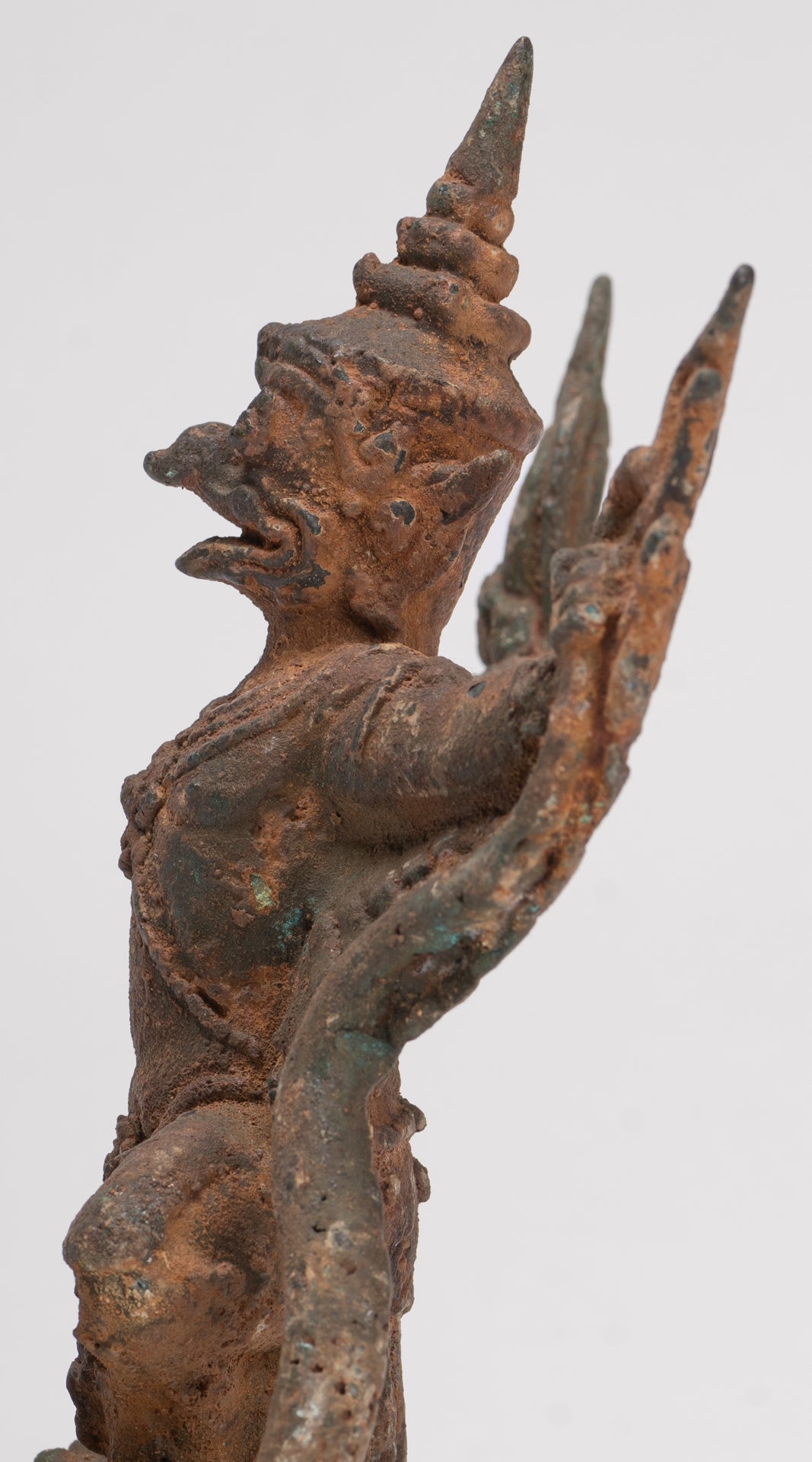 Antique Thai Style Standing  Bronze Vishnu Garuda Statue - 20cm/8"