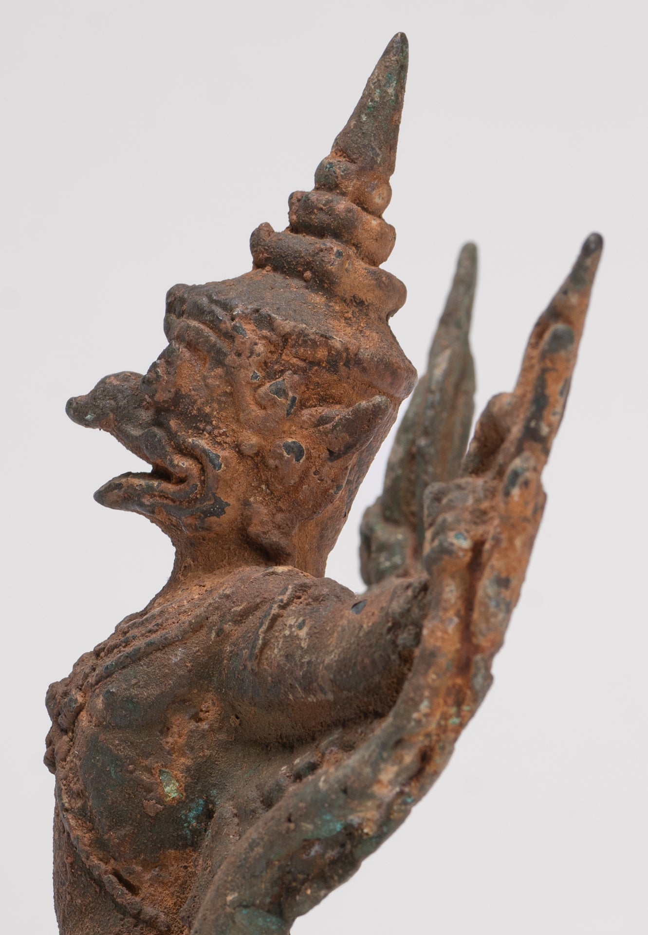 Antique Thai Style Standing  Bronze Vishnu Garuda Statue - 20cm/8"