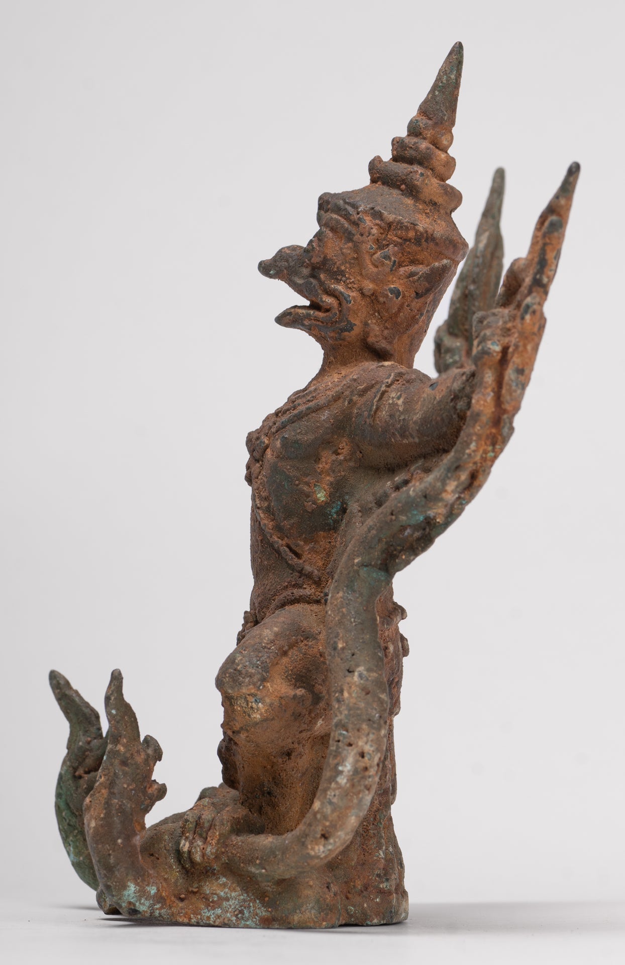 Antique Thai Style Standing  Bronze Vishnu Garuda Statue - 20cm/8"