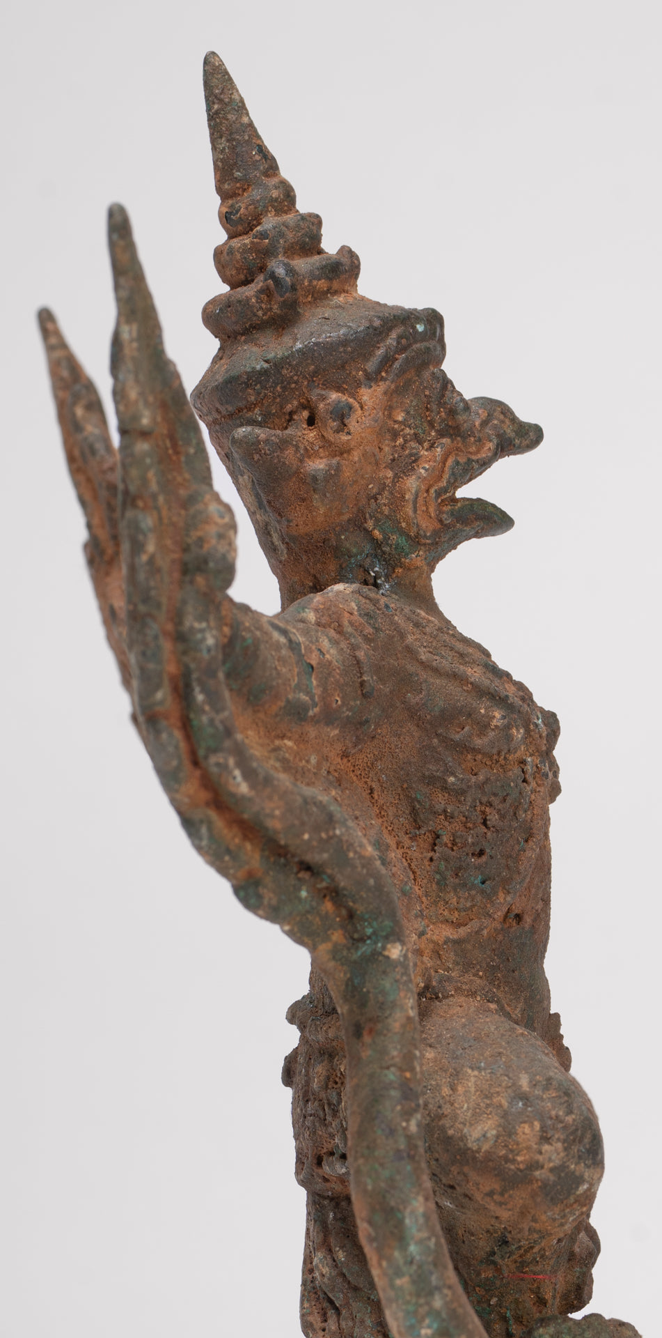 Antique Thai Style Standing  Bronze Vishnu Garuda Statue - 20cm/8"