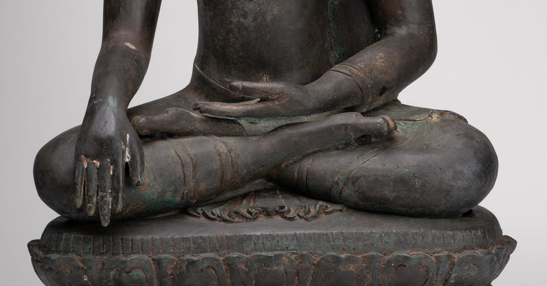 Buddha Statue - Antique Srivijaya Style Seated Enlightenment Buddha Statue - 63cm/25"