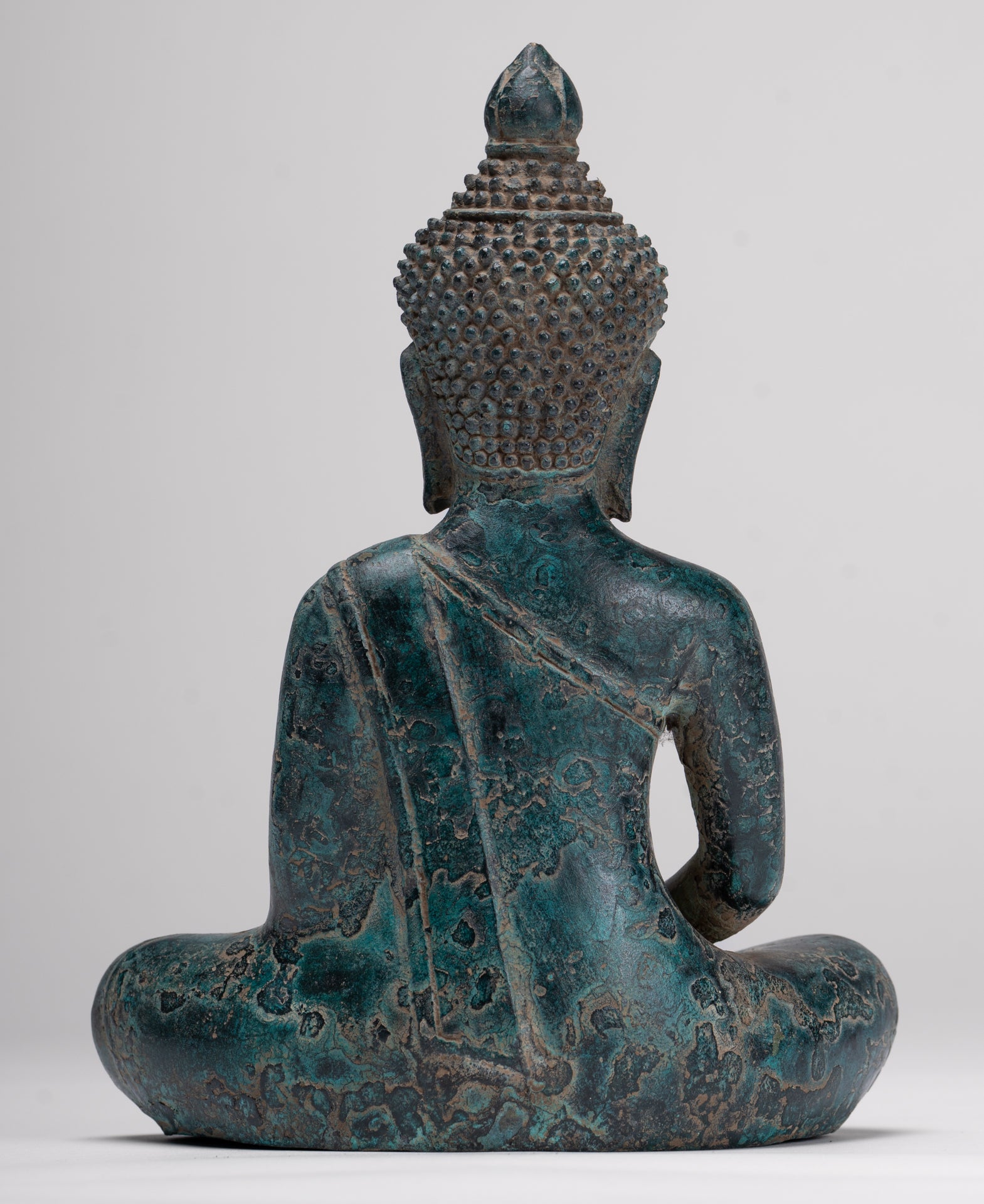 Buddha Statue - Antique Khmer Style Bronze Meditation Buddha Statue - 18cm/7"