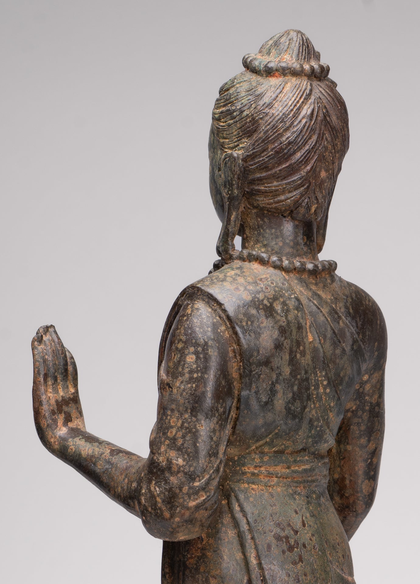 Antique Thai Style Bronze Standing Shiva with Turtle and Naga - 58cm/23"