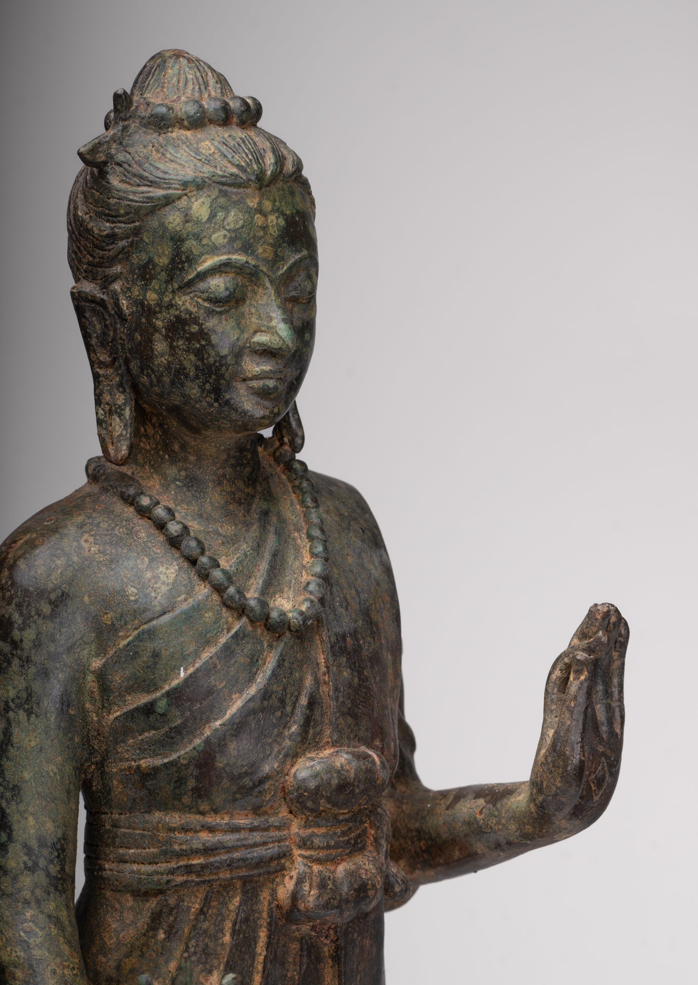 Antique Thai Style Bronze Standing Shiva with Turtle and Naga - 58cm/23"