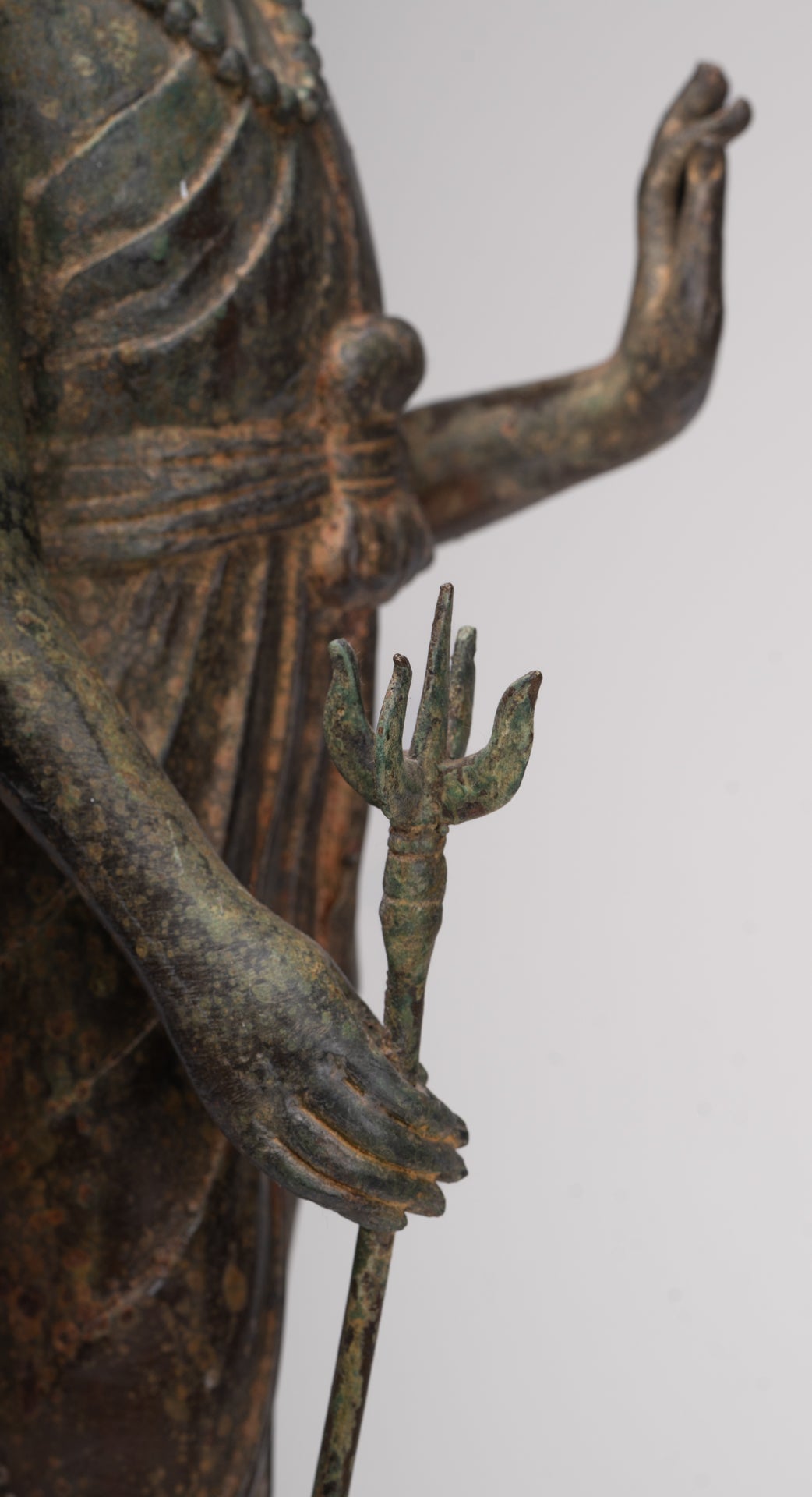 Antique Thai Style Bronze Standing Shiva with Turtle and Naga - 58cm/23"