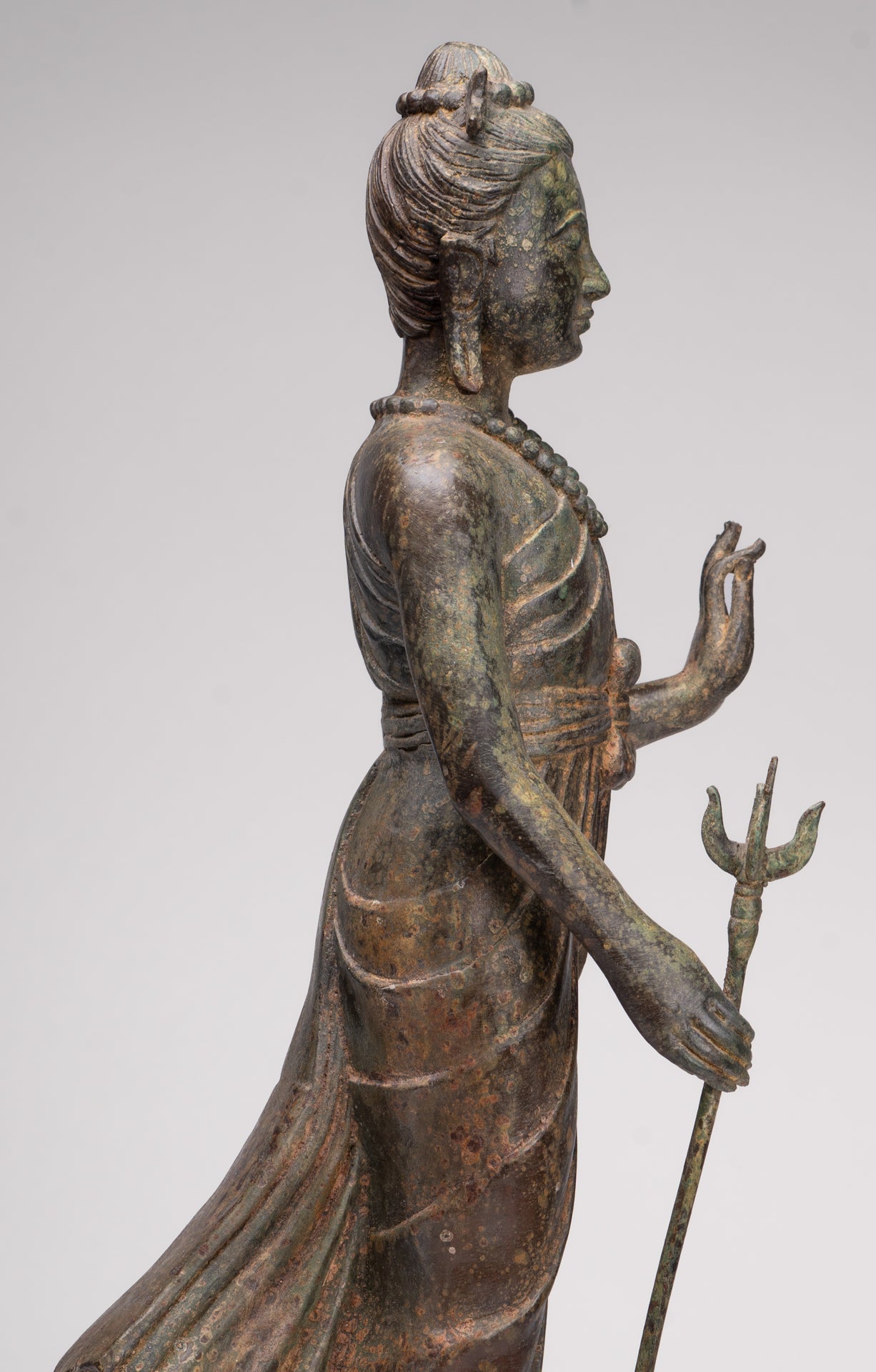 Antique Thai Style Bronze Standing Shiva with Turtle and Naga - 58cm/23"