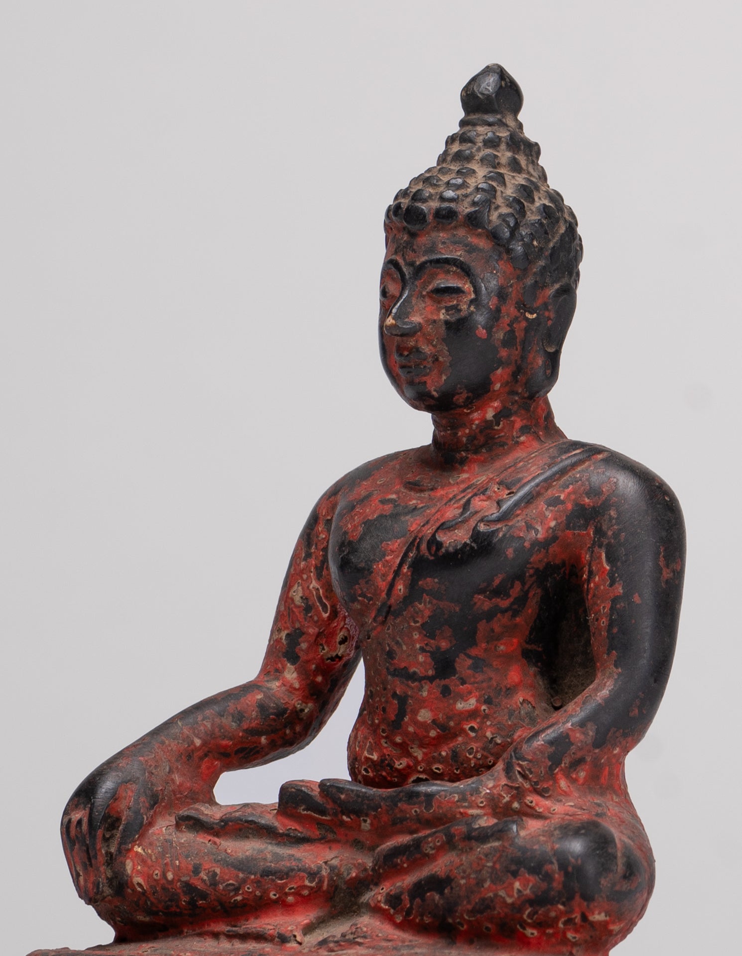 Buddha Statue - Antique Thai Style Bronze Chiang Saen Enlightenment Buddha Statue - 13cm/5"