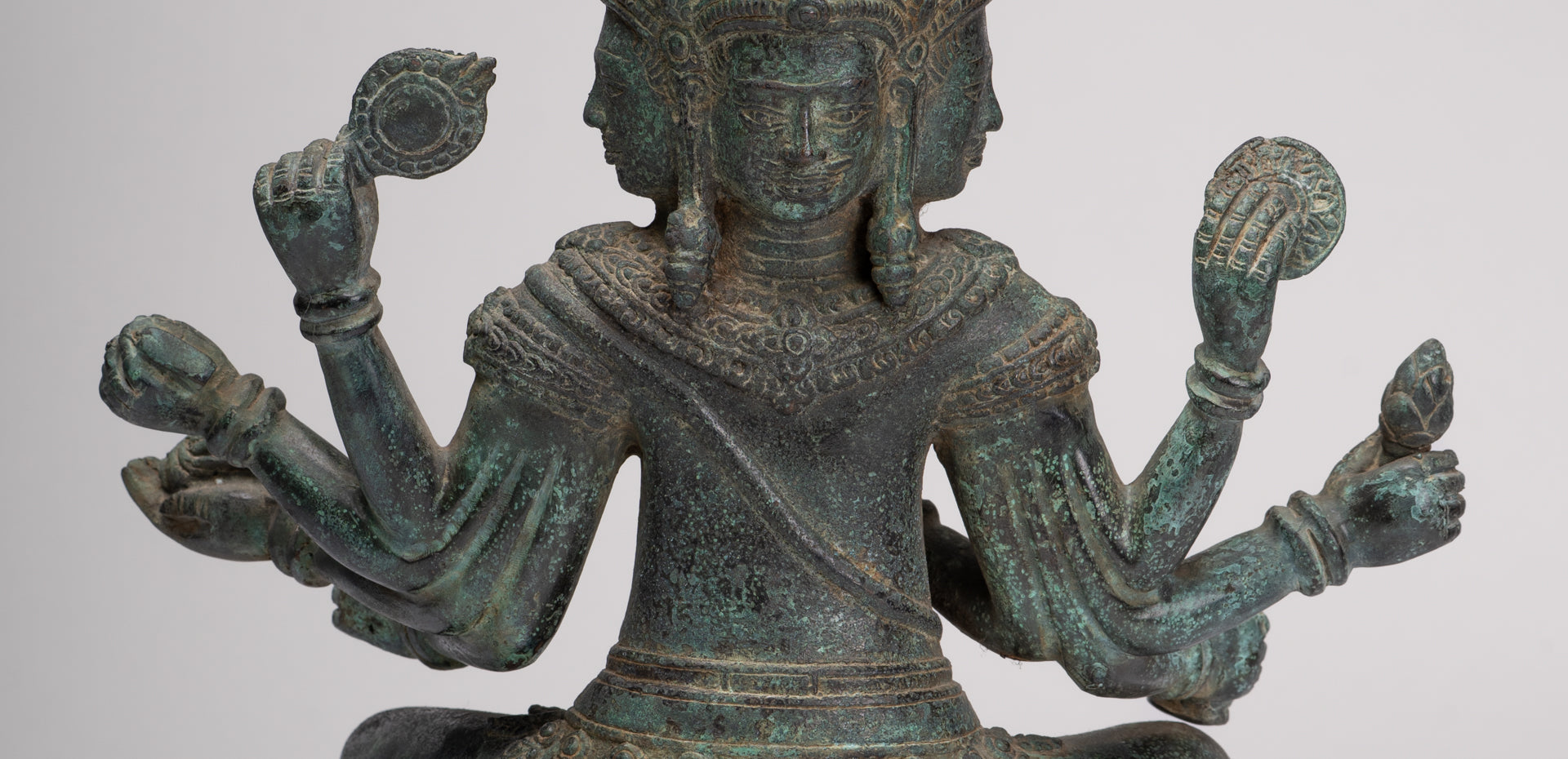 Brahma Statue - Antique Khmer Style Bronze Angkor Wat Brahma - Hindu God Creation - 38cm/15"