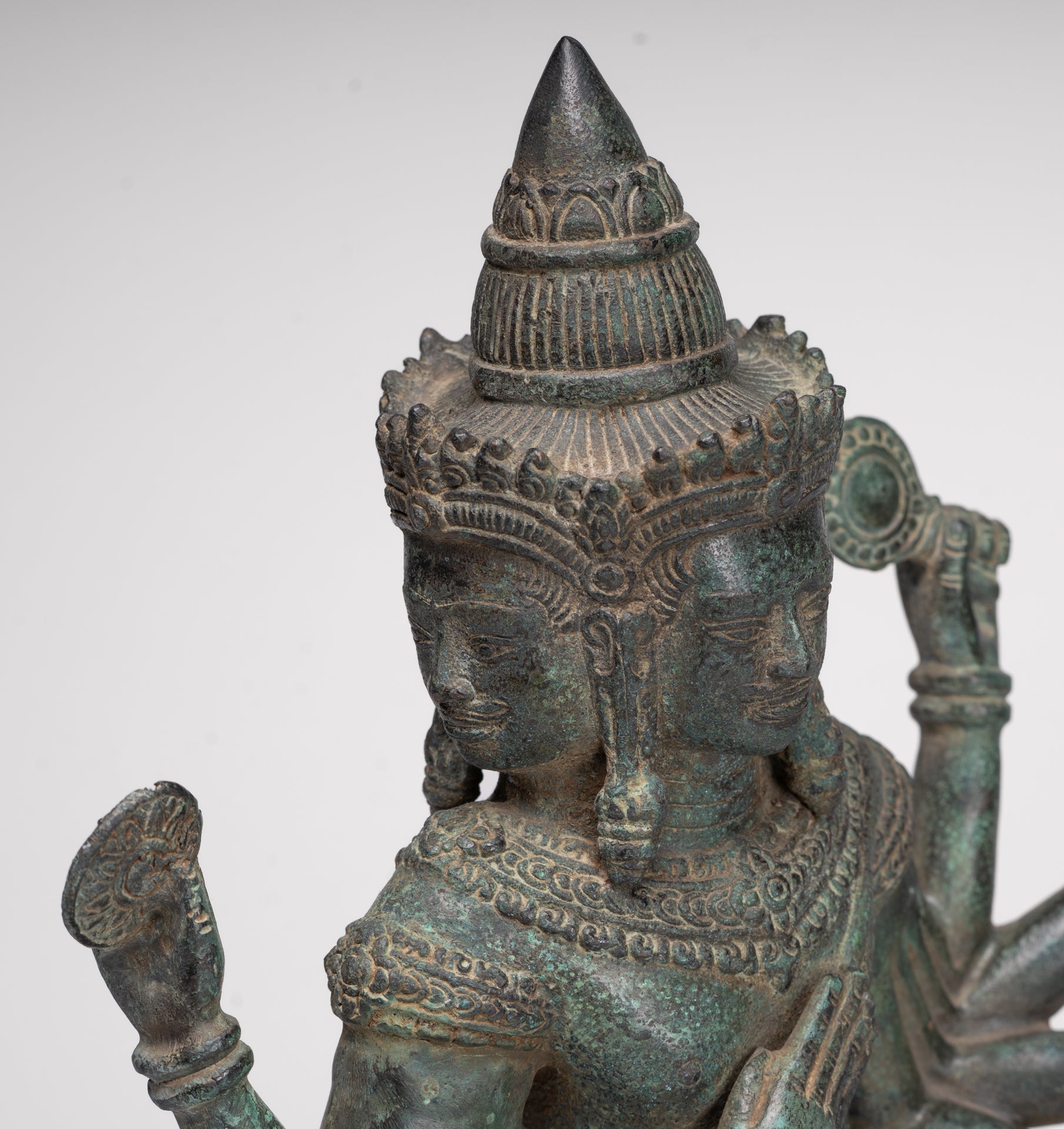 Brahma Statue - Antique Khmer Style Bronze Angkor Wat Brahma - Hindu God Creation - 38cm/15"