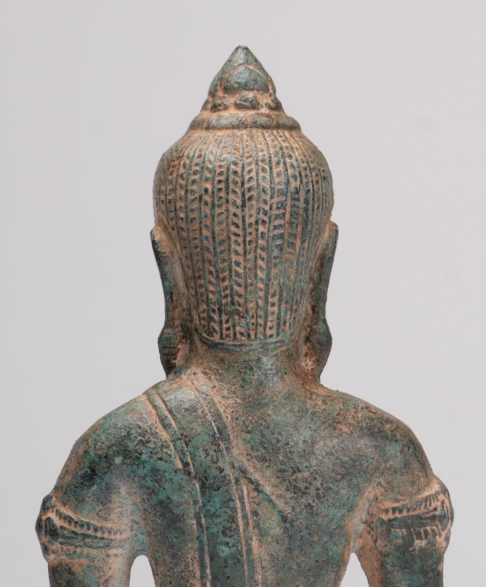 Buddha Statue - Antique Khmer Style Bronze Meditation Phnom Da Buddha Statue - 18cm/7"