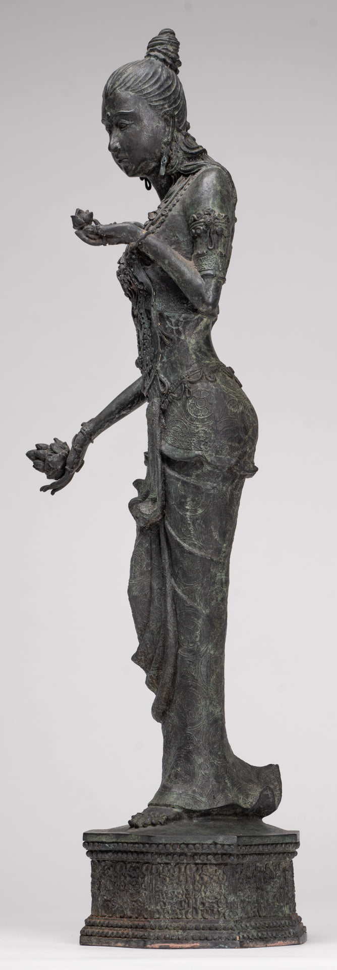 Masterpiece - Antique Java Style Majapahit Standing White Devi Tara Statue - 48cm/19"