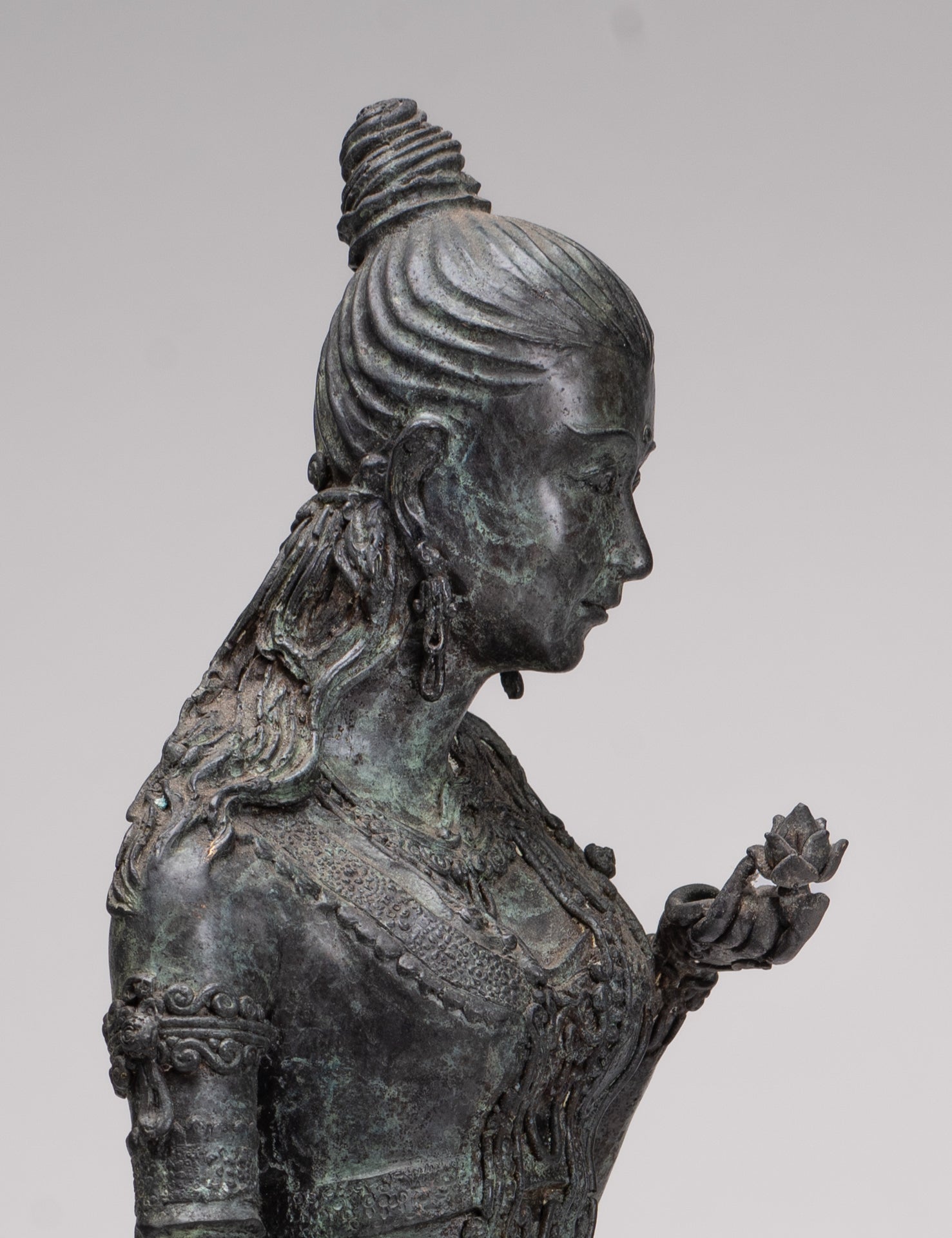 Masterpiece - Antique Java Style Majapahit Standing White Devi Tara Statue - 48cm/19"