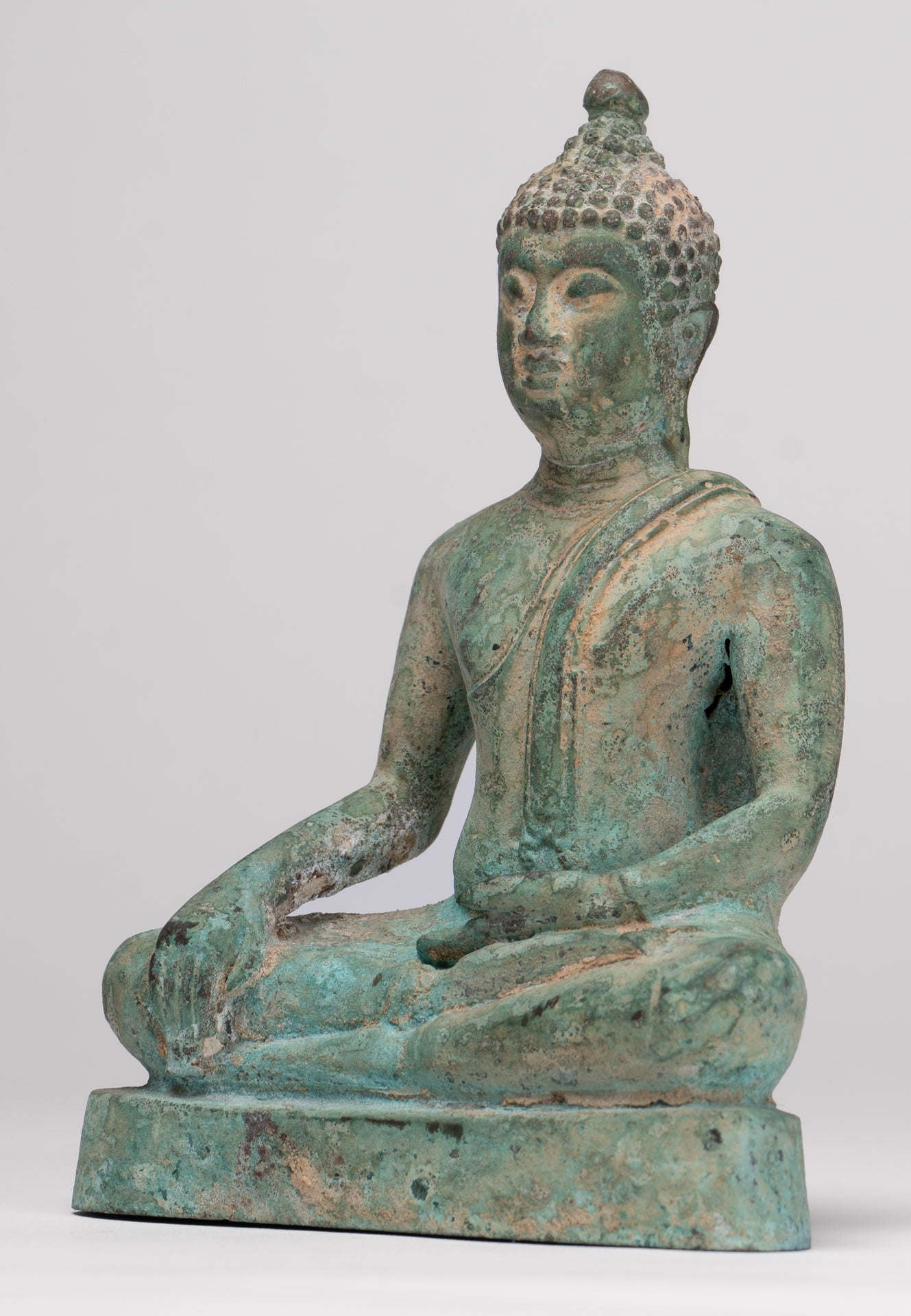 Buddha Statue - Antique Thai Style Bronze Chiang Saen Enlightenment Buddha Statue - 15.5cm/6"