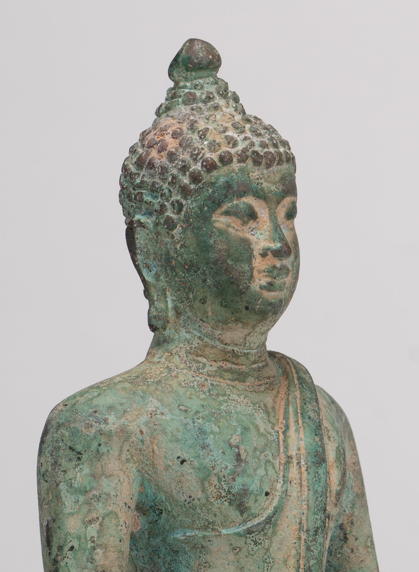 Buddha Statue - Antique Thai Style Bronze Chiang Saen Enlightenment Buddha Statue - 15.5cm/6"