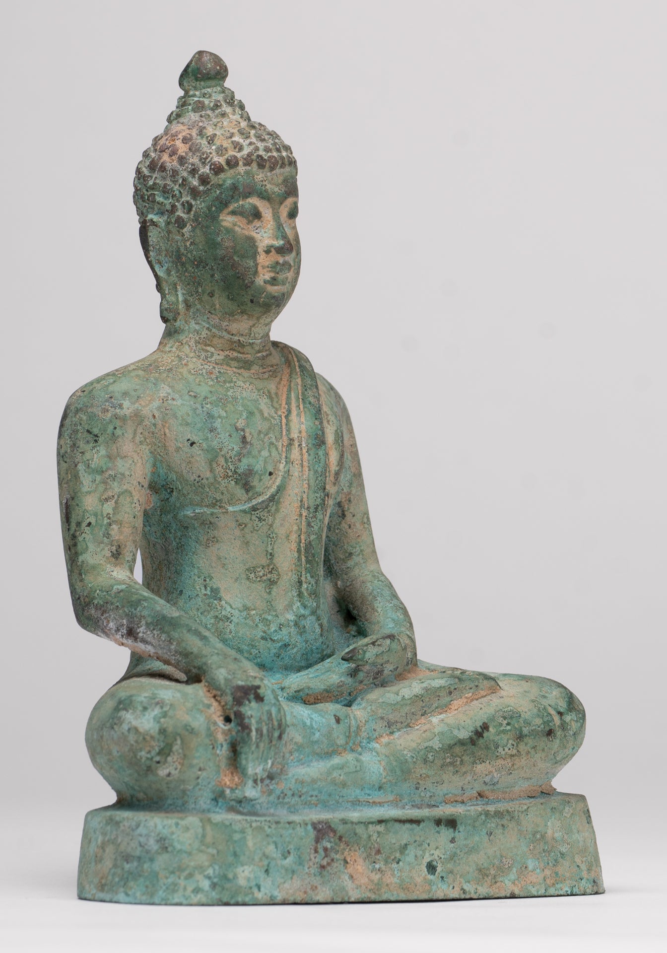 Buddha Statue - Antique Thai Style Bronze Chiang Saen Enlightenment Buddha Statue - 15.5cm/6"