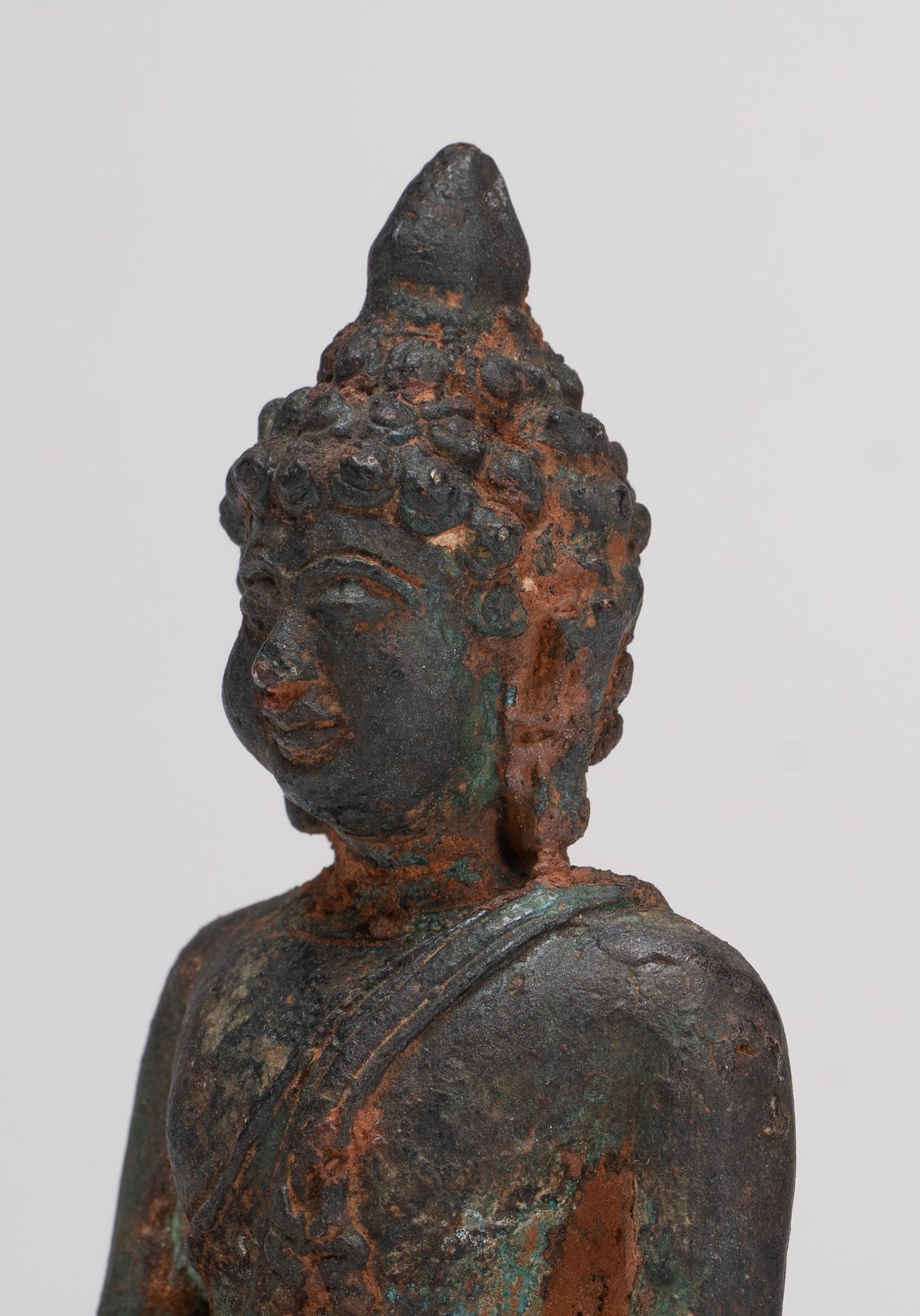 Buddha-Statue – Antik-Thai-Stil Bronze Chiang Saen Erleuchtungs-Buddha-Statue – 11,5 cm/5 Zoll