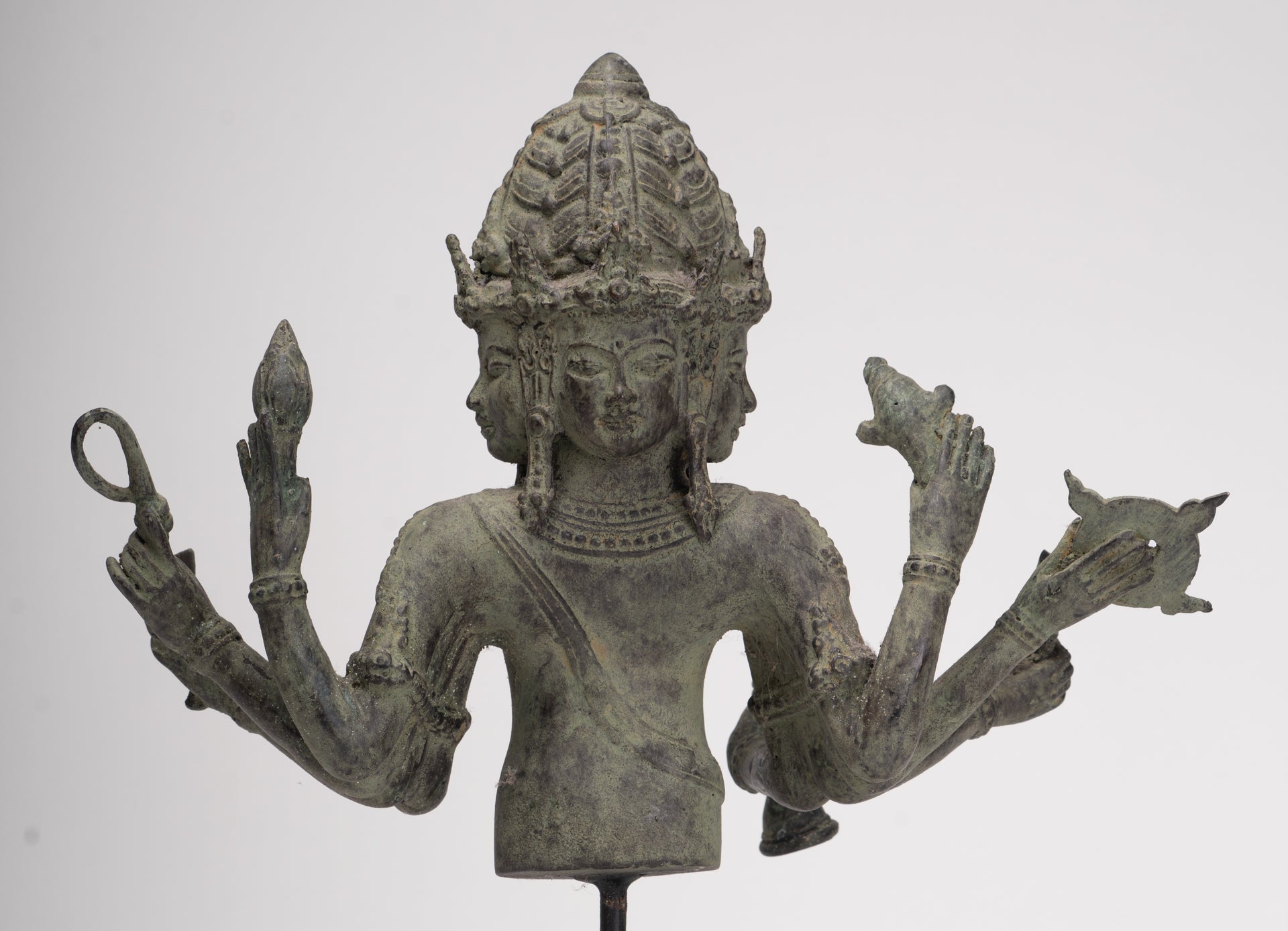 Brahma Statue - Antique Indonesian Style Bronze Brahma - Hindu God Creation - 36cm/14"