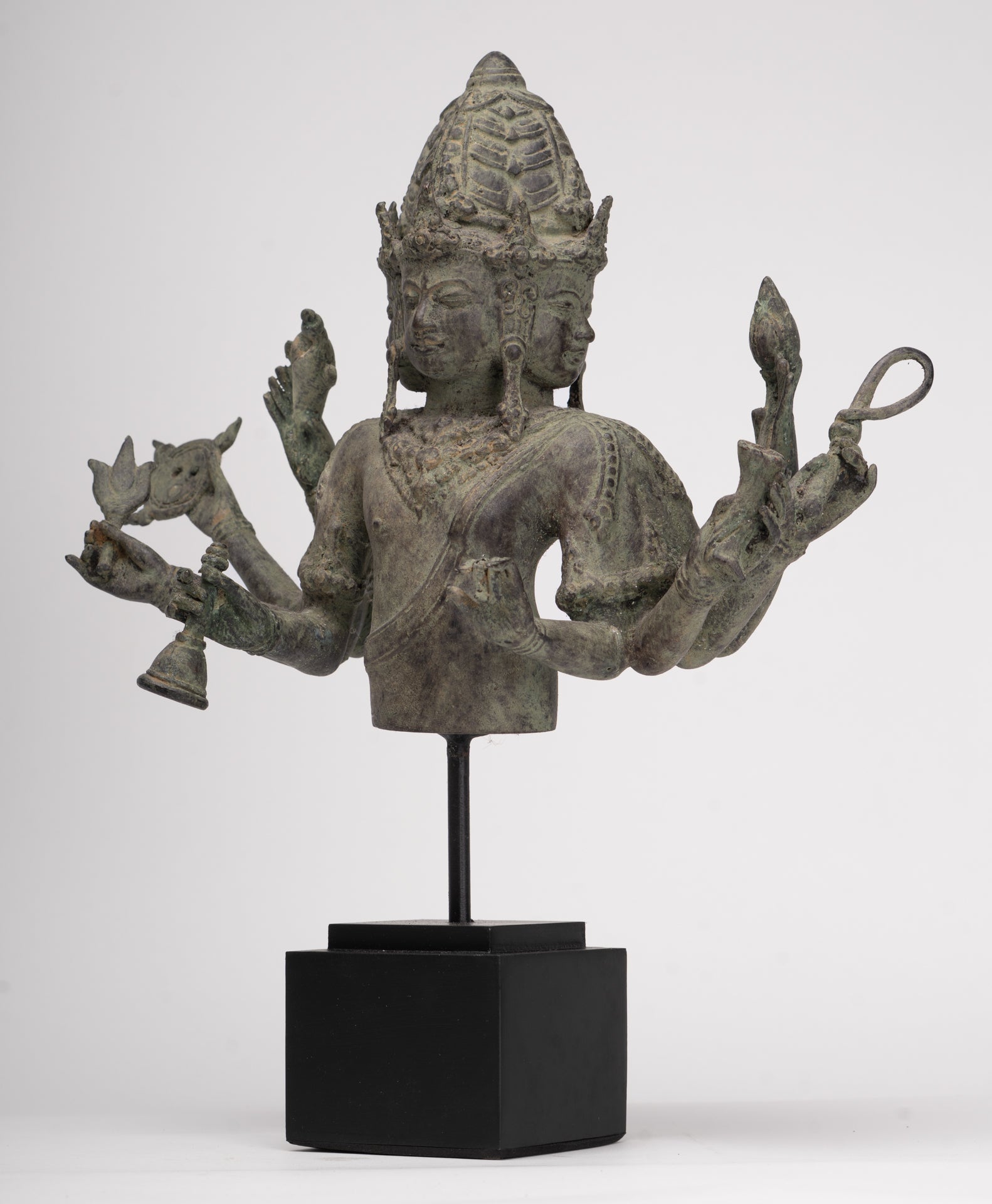 Brahma Statue - Antique Indonesian Style Bronze Brahma - Hindu God Creation - 36cm/14"