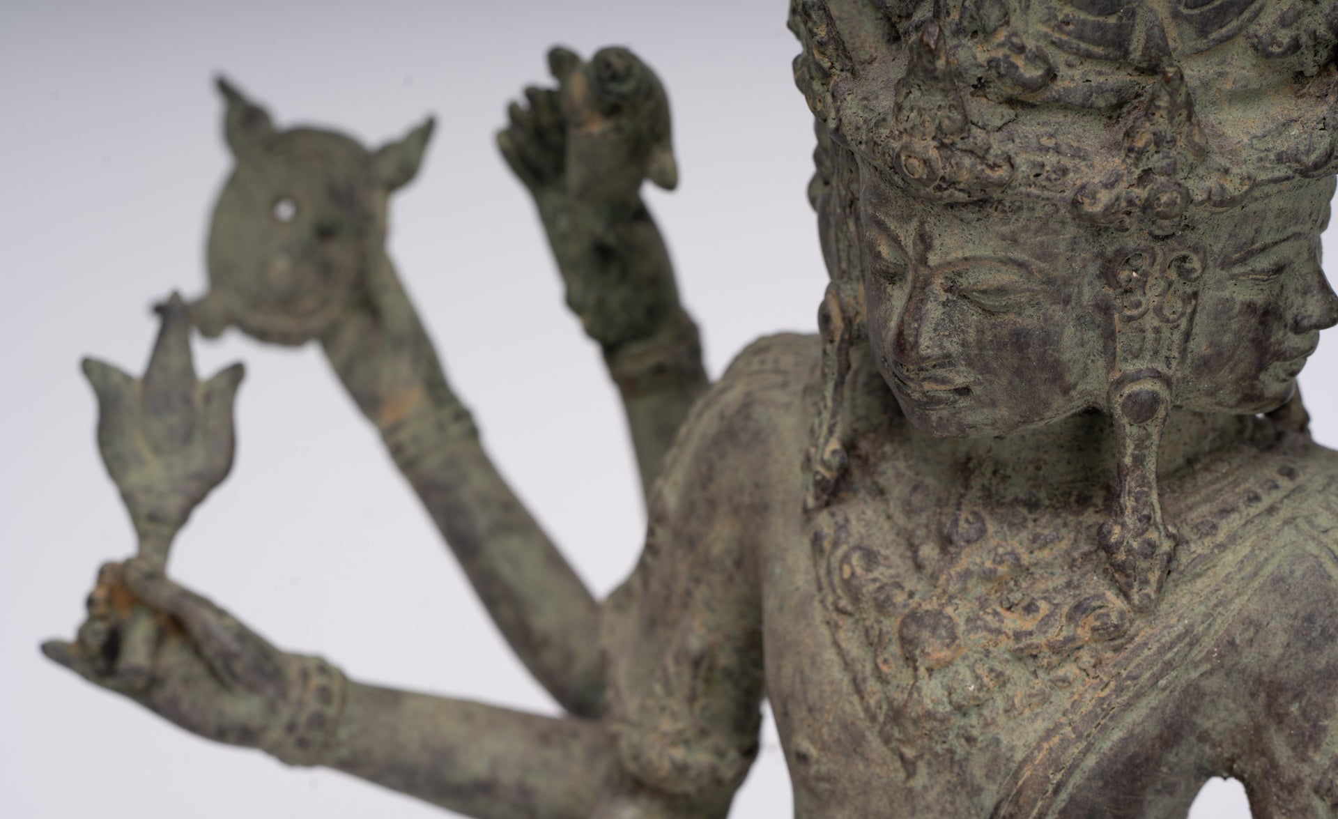 Brahma Statue - Antique Indonesian Style Bronze Brahma - Hindu God Creation - 36cm/14"