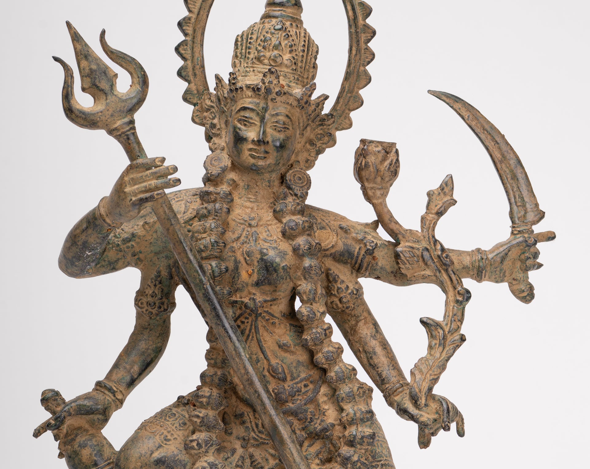 Kali Statue - Antique Java Style Majapahit Standing Bronze Kali or Mahakali Statue - 44cm/18"