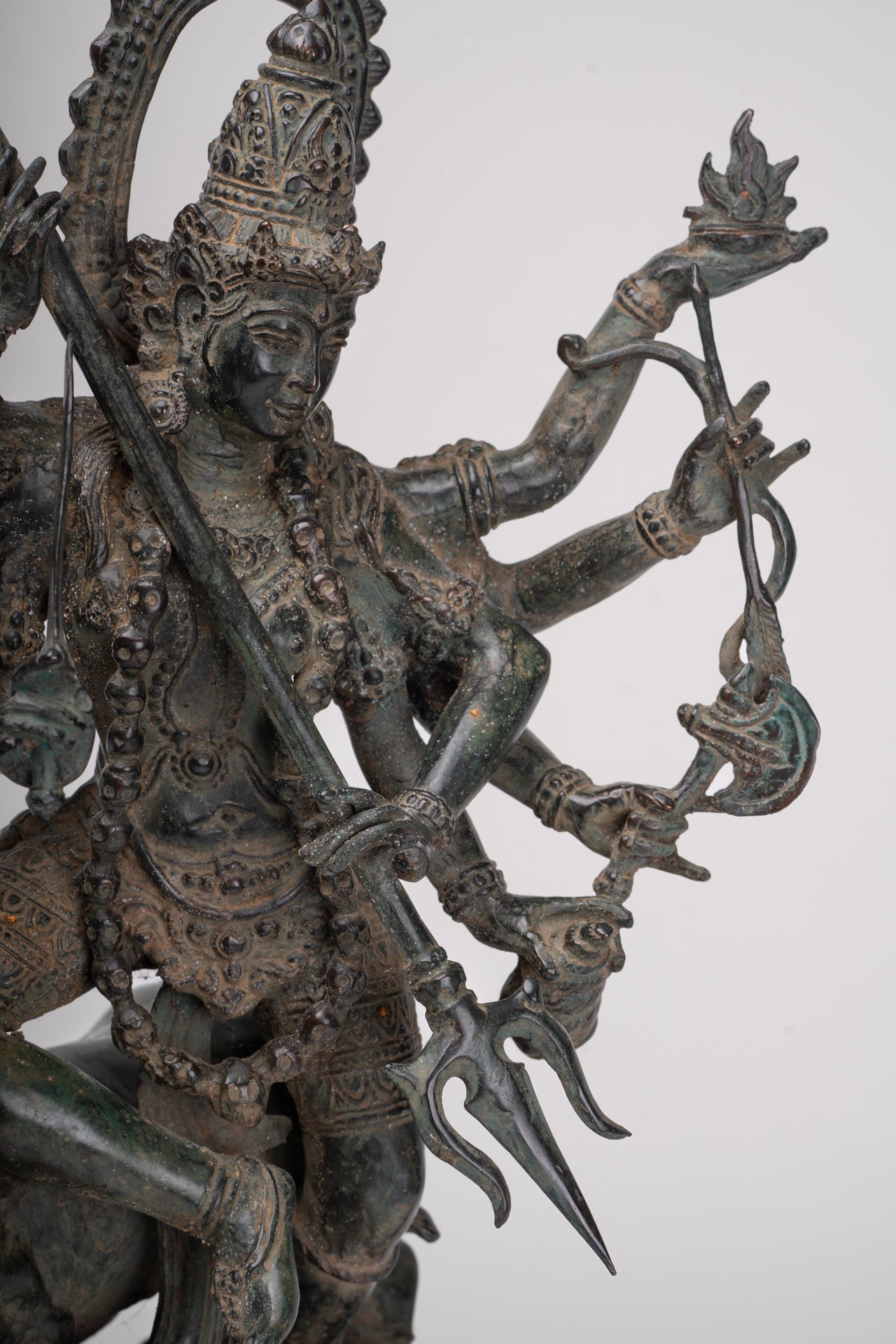 Antique Javanese Style Majapahit Simhavahini Durga Statue - 45cm/18"