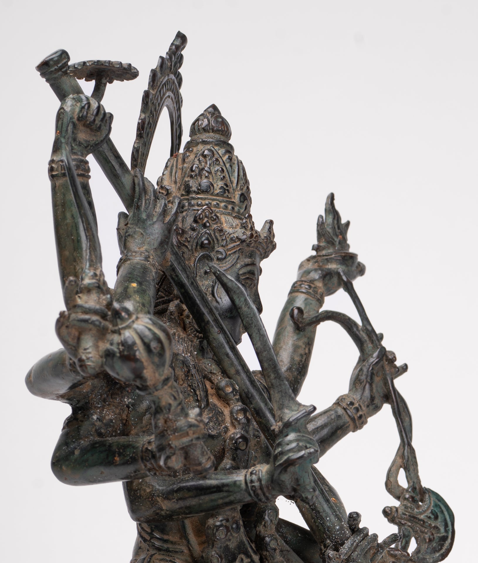 Antique Javanese Style Majapahit Simhavahini Durga Statue - 45cm/18"