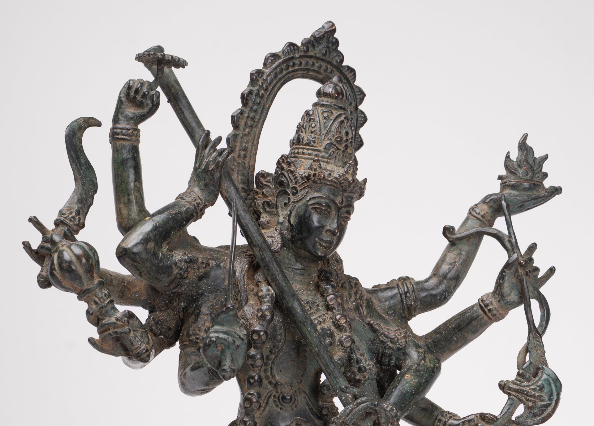 Antique Javanese Style Majapahit Simhavahini Durga Statue - 45cm/18"