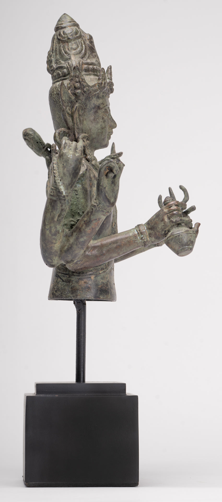 Shiva Statue - Antique Indonesian Style Bronze Javanese 6-Arm Shiva Statue - 34cm/14"