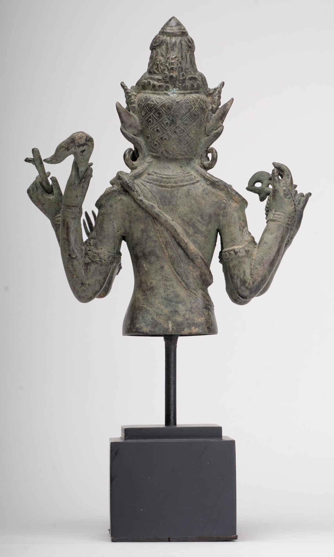 Shiva Statue - Antique Indonesian Style Bronze Javanese 6-Arm Shiva Statue - 34cm/14"
