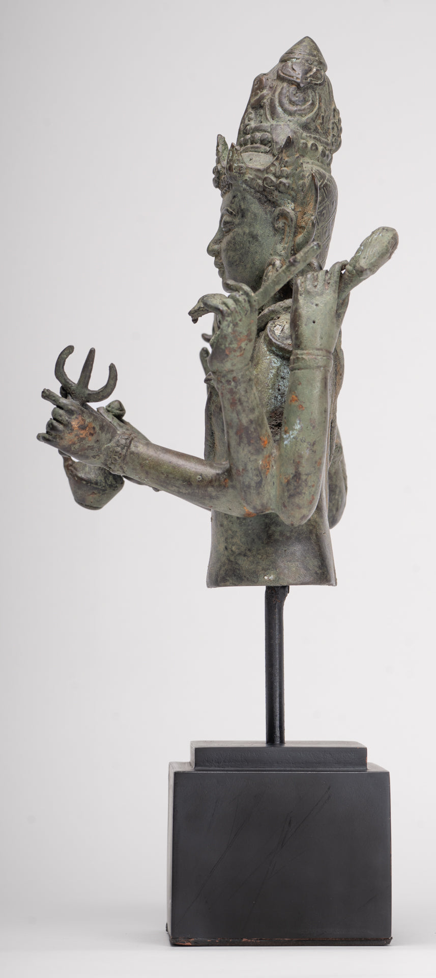 Shiva Statue - Antique Indonesian Style Bronze Javanese 6-Arm Shiva Statue - 34cm/14"