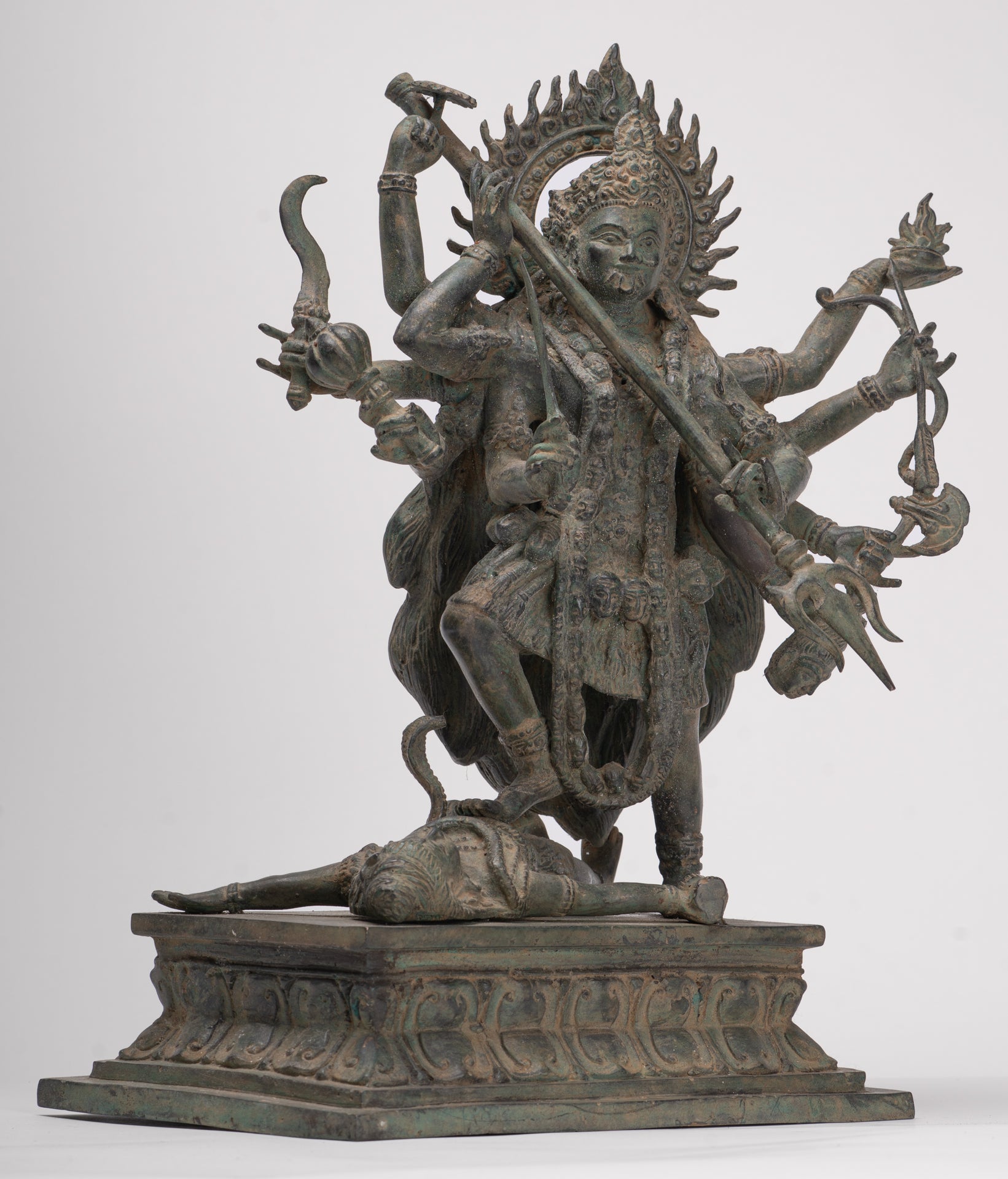 Kali Statue - Antique Java Style Majapahit Standing Bronze Kali or Mahakali Statue - 43cm/17"