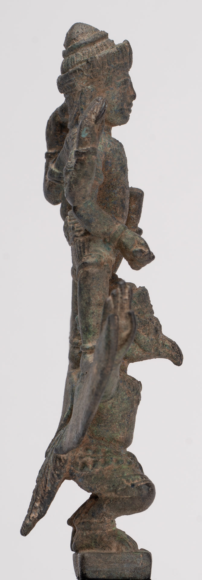 Masterpiece - Antique Khmer Style Bronze Khmer Angkor Wat Vishnu Statue Riding Garuda - 19.5cm/8"