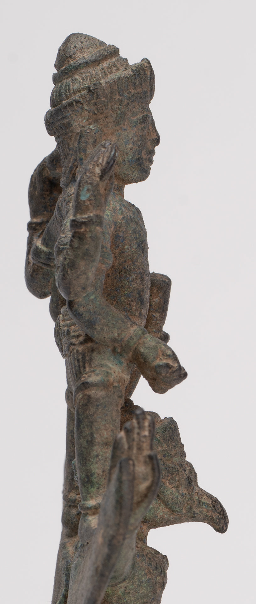 Masterpiece - Antique Khmer Style Bronze Khmer Angkor Wat Vishnu Statue Riding Garuda - 19.5cm/8"