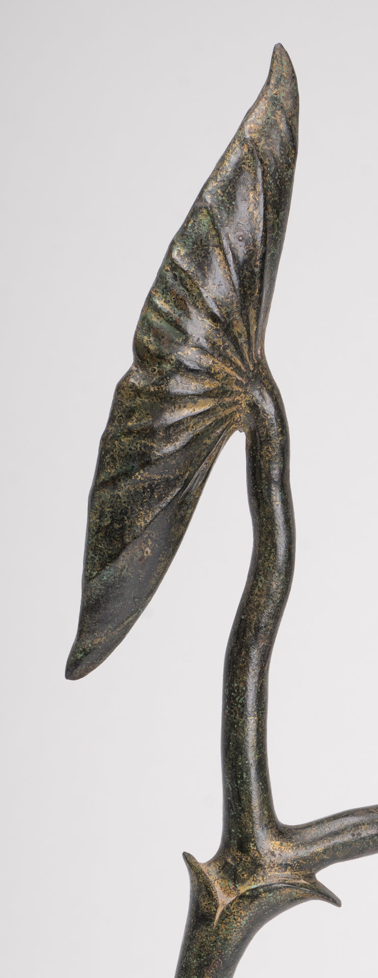 Mounted Antique Khmer Style Bronze Lotus Bud - 53cm/21"