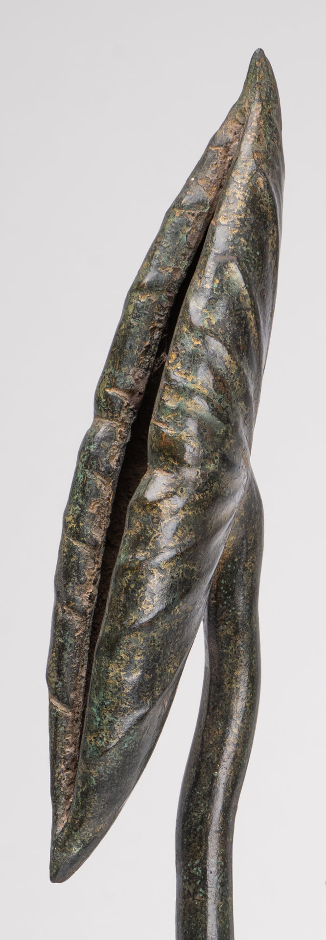 Mounted Antique Khmer Style Bronze Lotus Bud - 53cm/21"