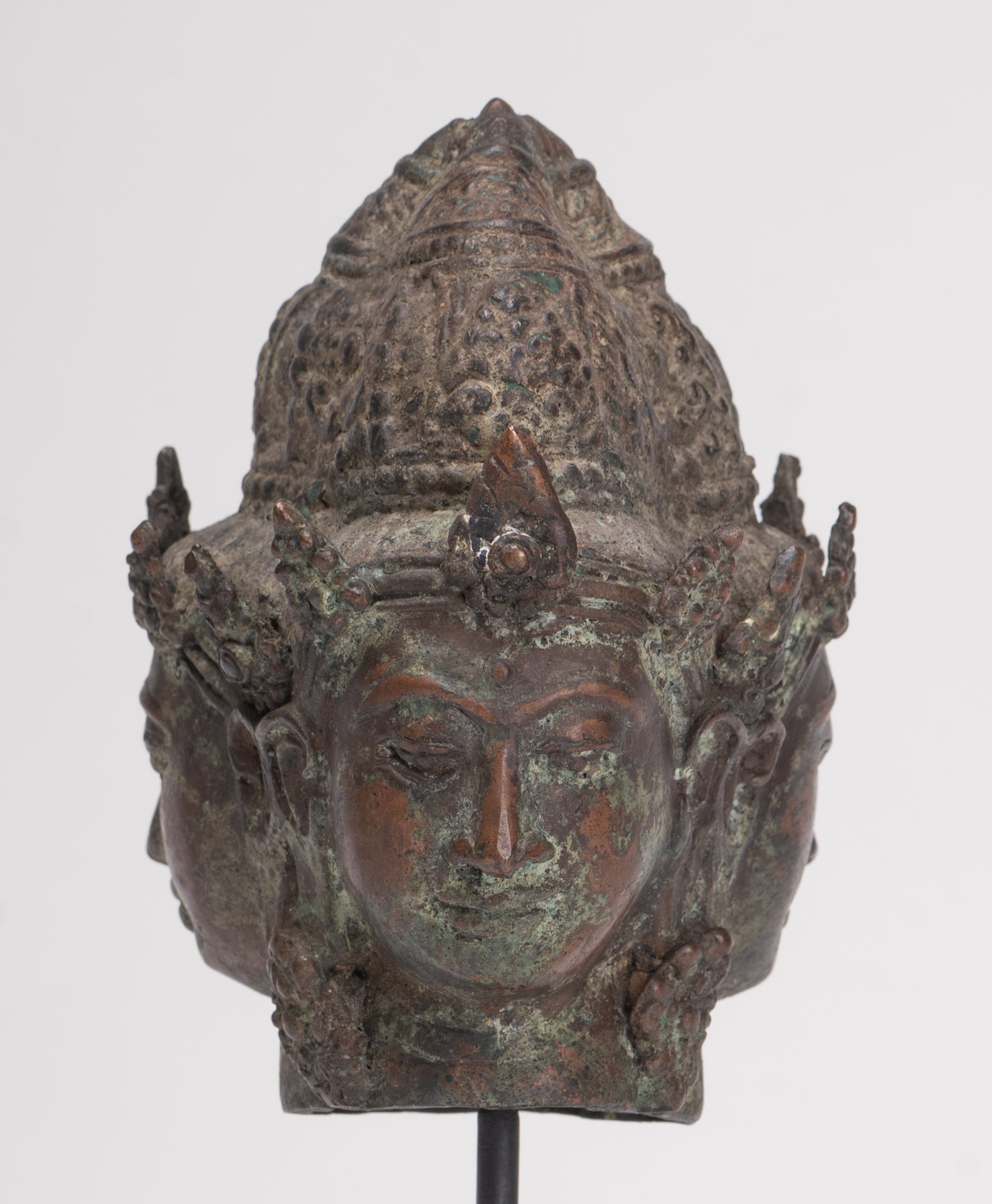 Trimurti Statue - Antique Indonesian Style Trimurti Shiva Brahma Vishnu Head - 21cm/8"