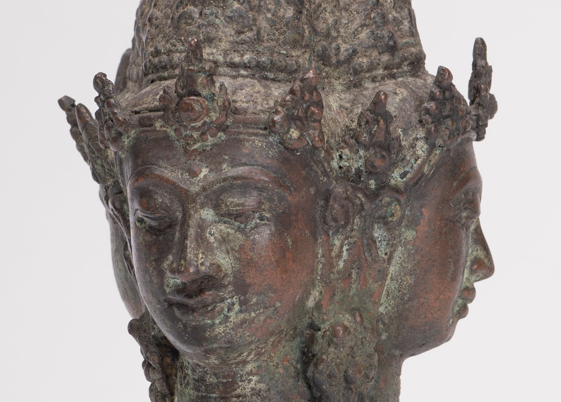 Trimurti Statue - Antique Indonesian Style Trimurti Shiva Brahma Vishnu Head - 21cm/8"