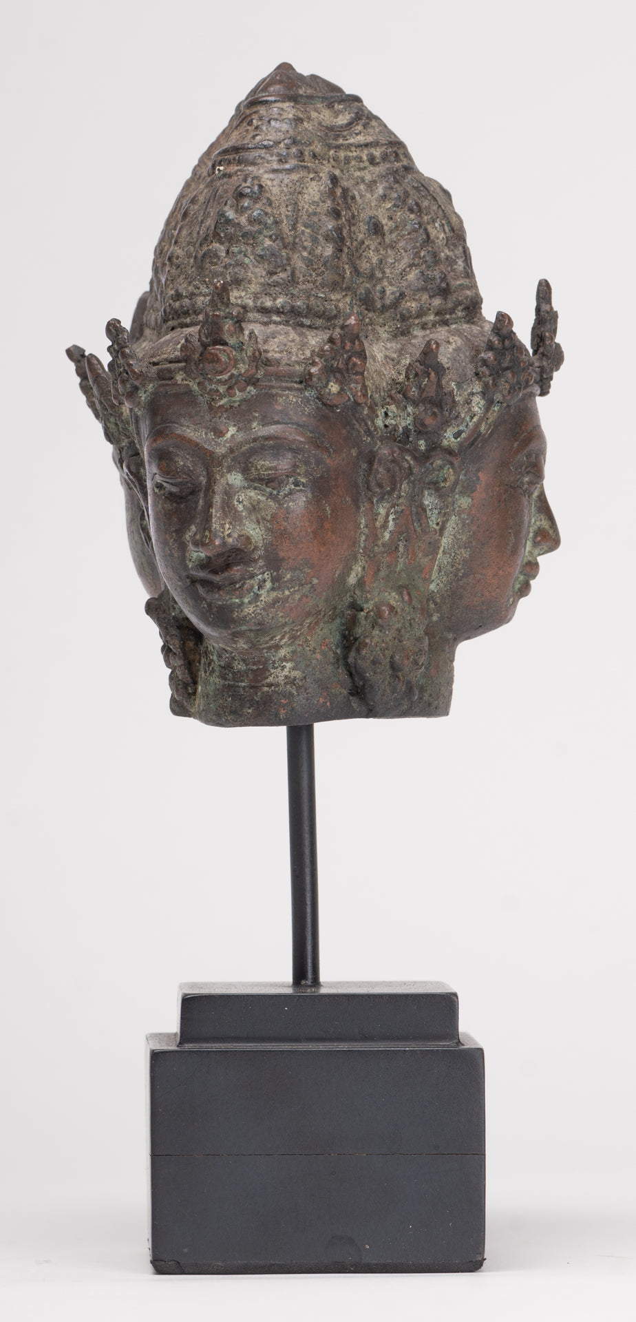 Trimurti Statue - Antique Indonesian Style Trimurti Shiva Brahma Vishnu Head - 21cm/8"