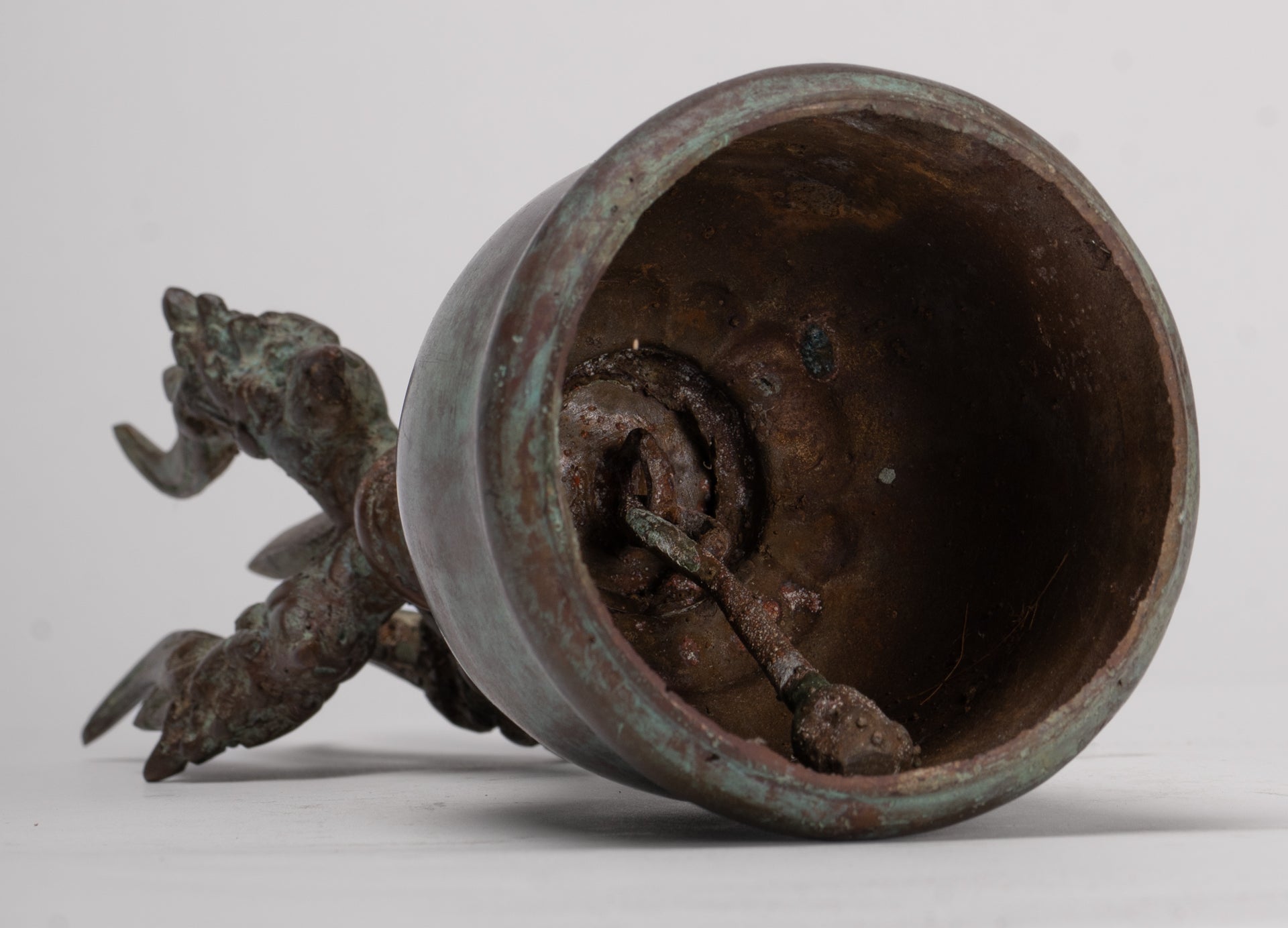 Antique Balinese Style Bronze Mounted Trident Ritual Genta Bell - 31cm/12"