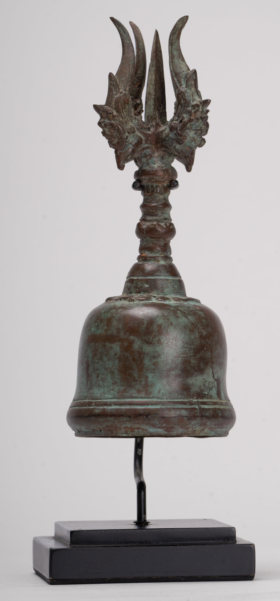 Antique Balinese Style Bronze Mounted Trident Ritual Genta Bell - 31cm/12"