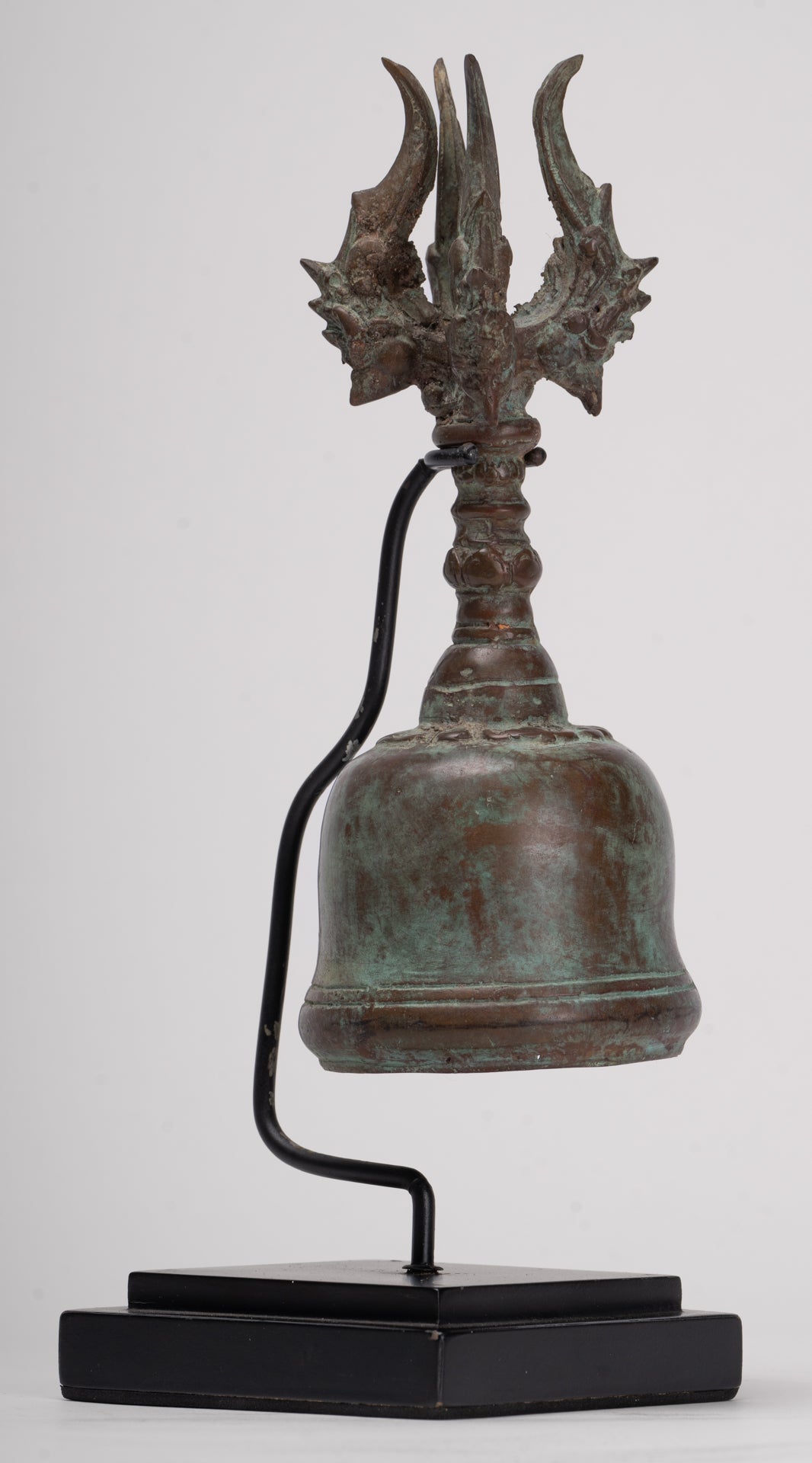 Antique Balinese Style Bronze Mounted Trident Ritual Genta Bell - 31cm/12"