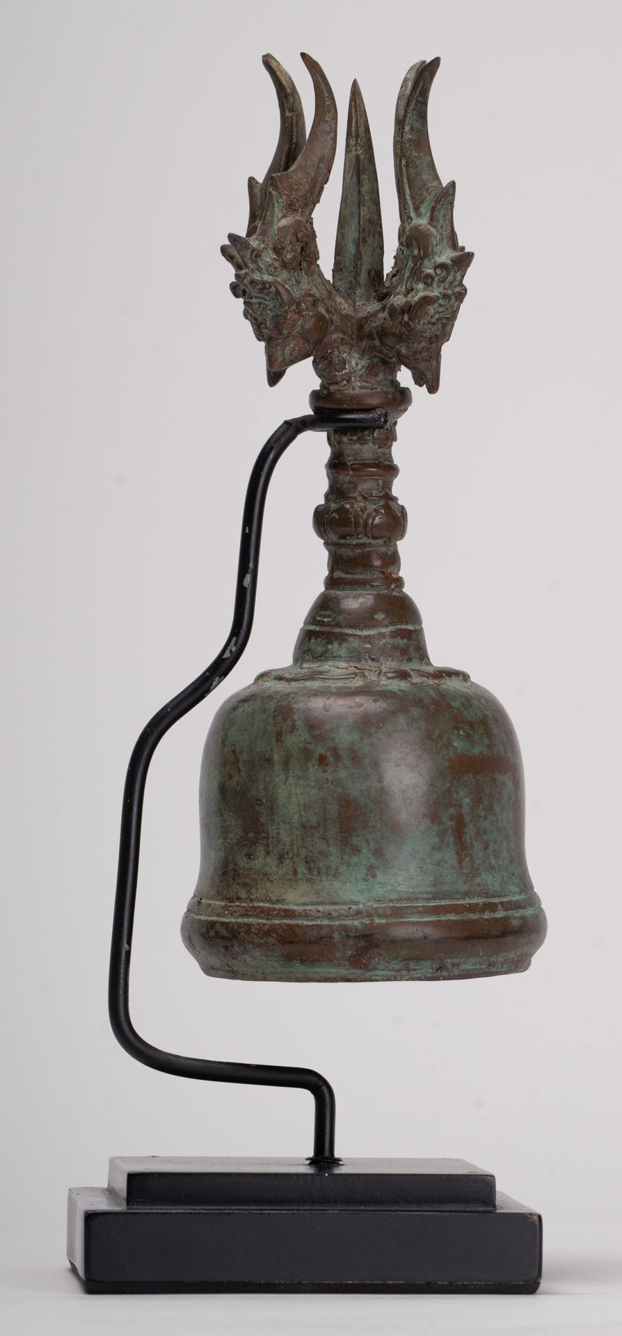 Antique Balinese Style Bronze Mounted Trident Ritual Genta Bell - 31cm/12"