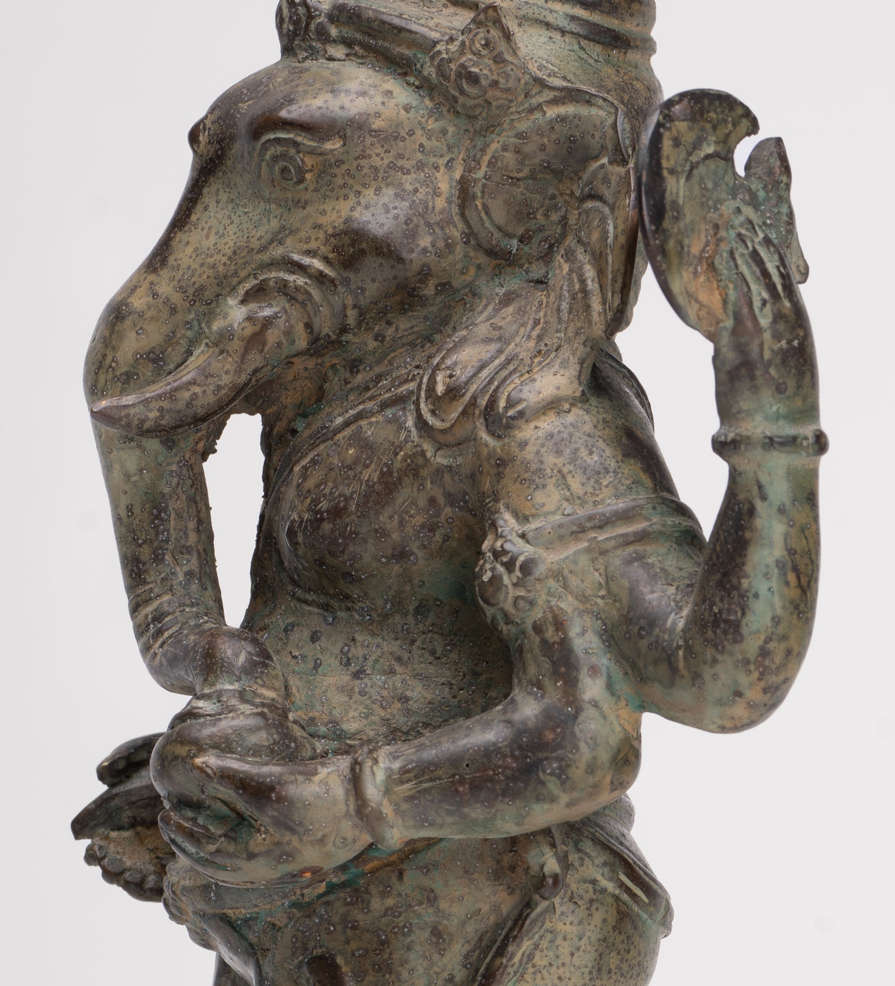 Ganesha Statue - Antique Javanese Style Bronze Standing Indonesian Ganesha Statue - 30cm/12"