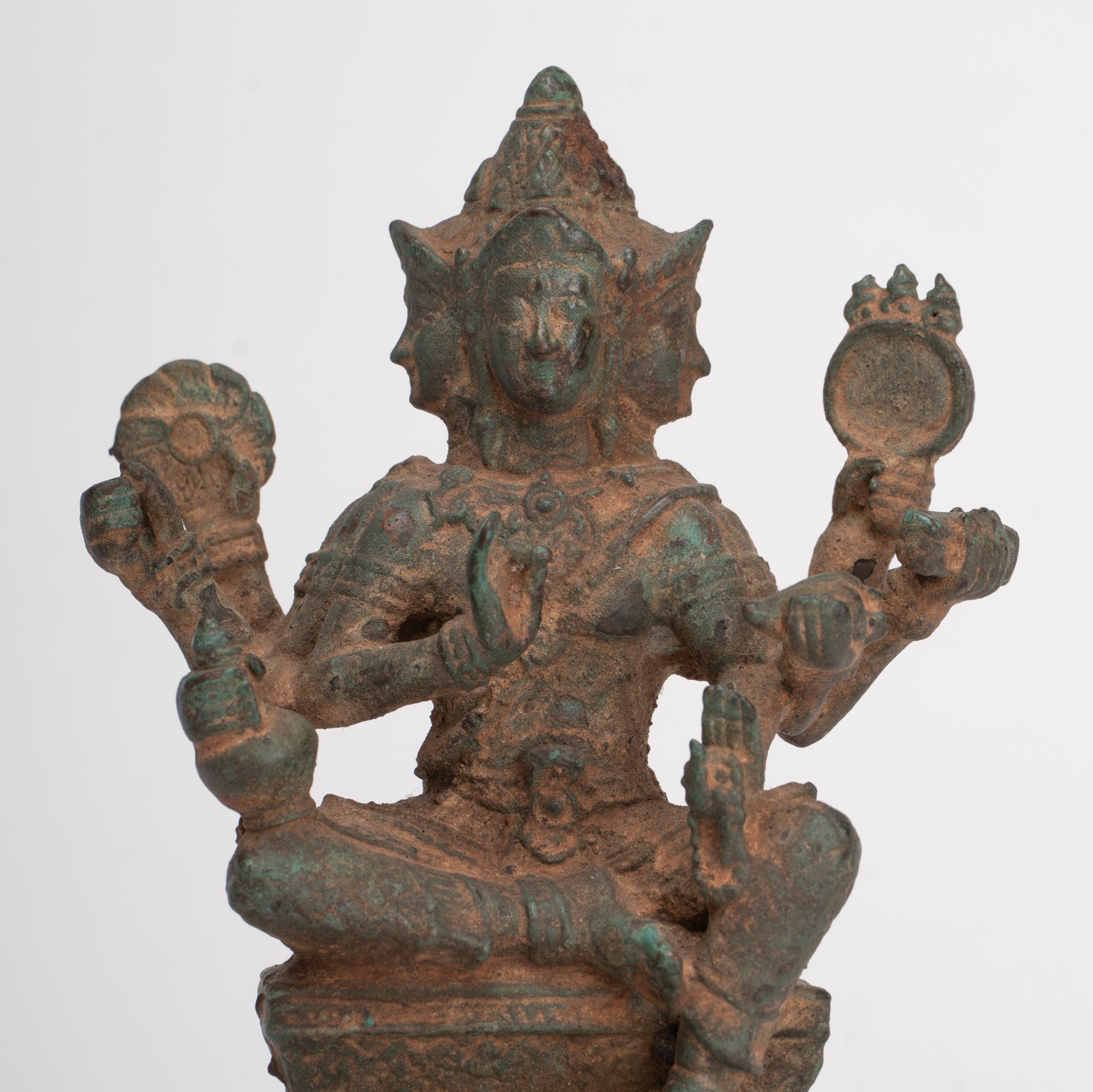 Brahma Statue - Antique Thai Style Bronze Brahma - Hindu God Creation - 12cm/5"
