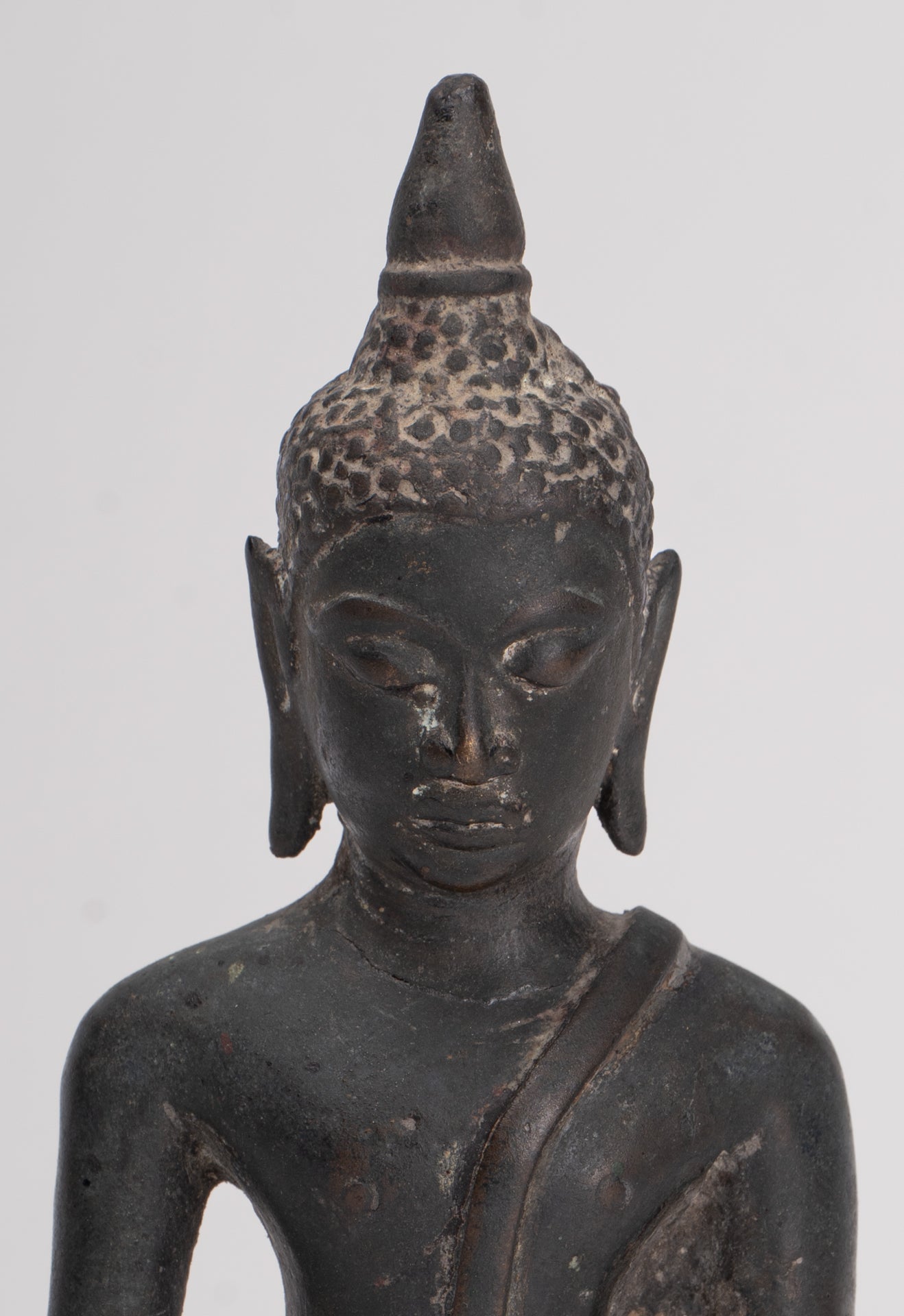 Buddha Statue - Antique Ayutthaya Style Seated Enlightenment Buddha Statue - 15cm/6"